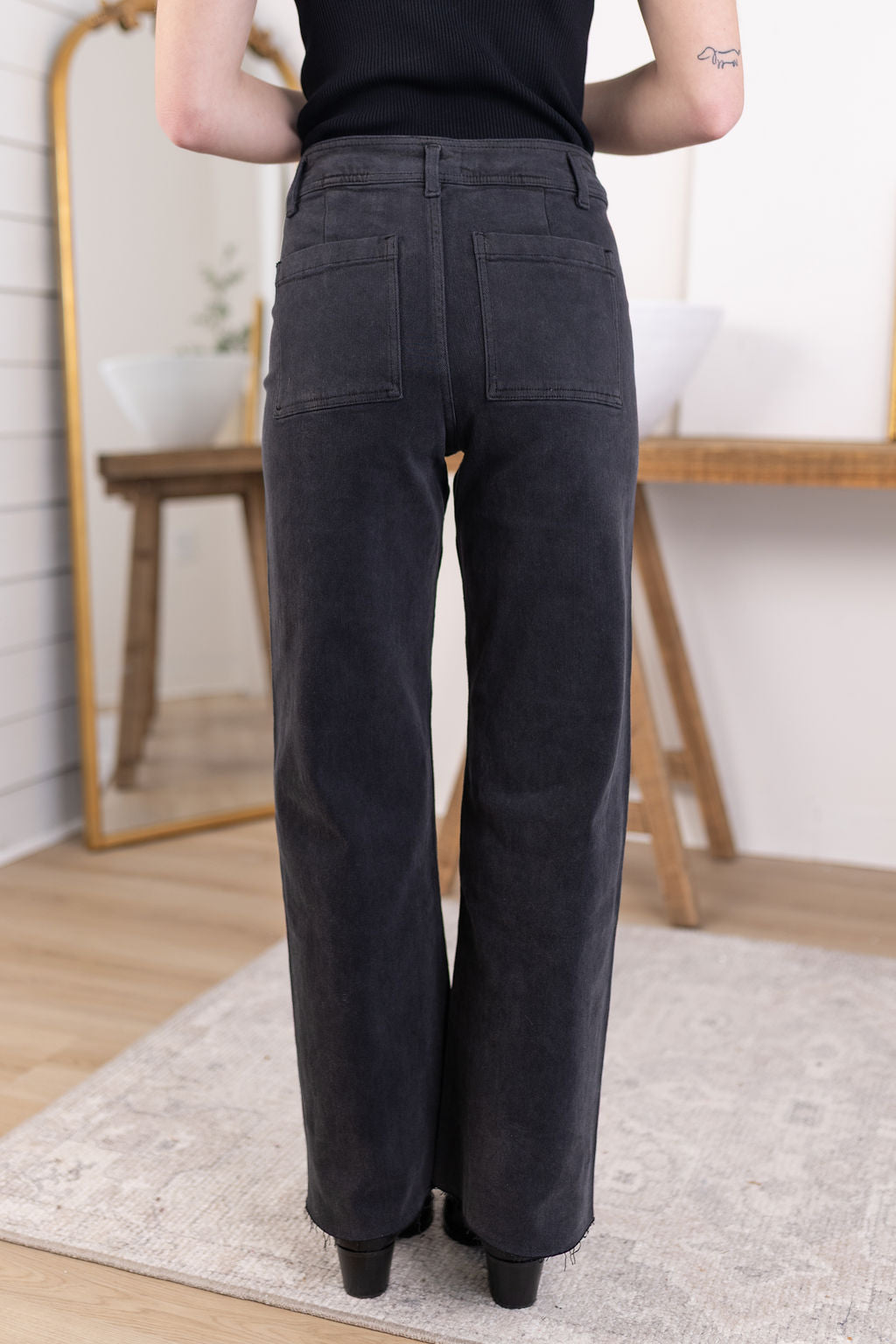 Frankie Wide Leg Pants | Washed Black