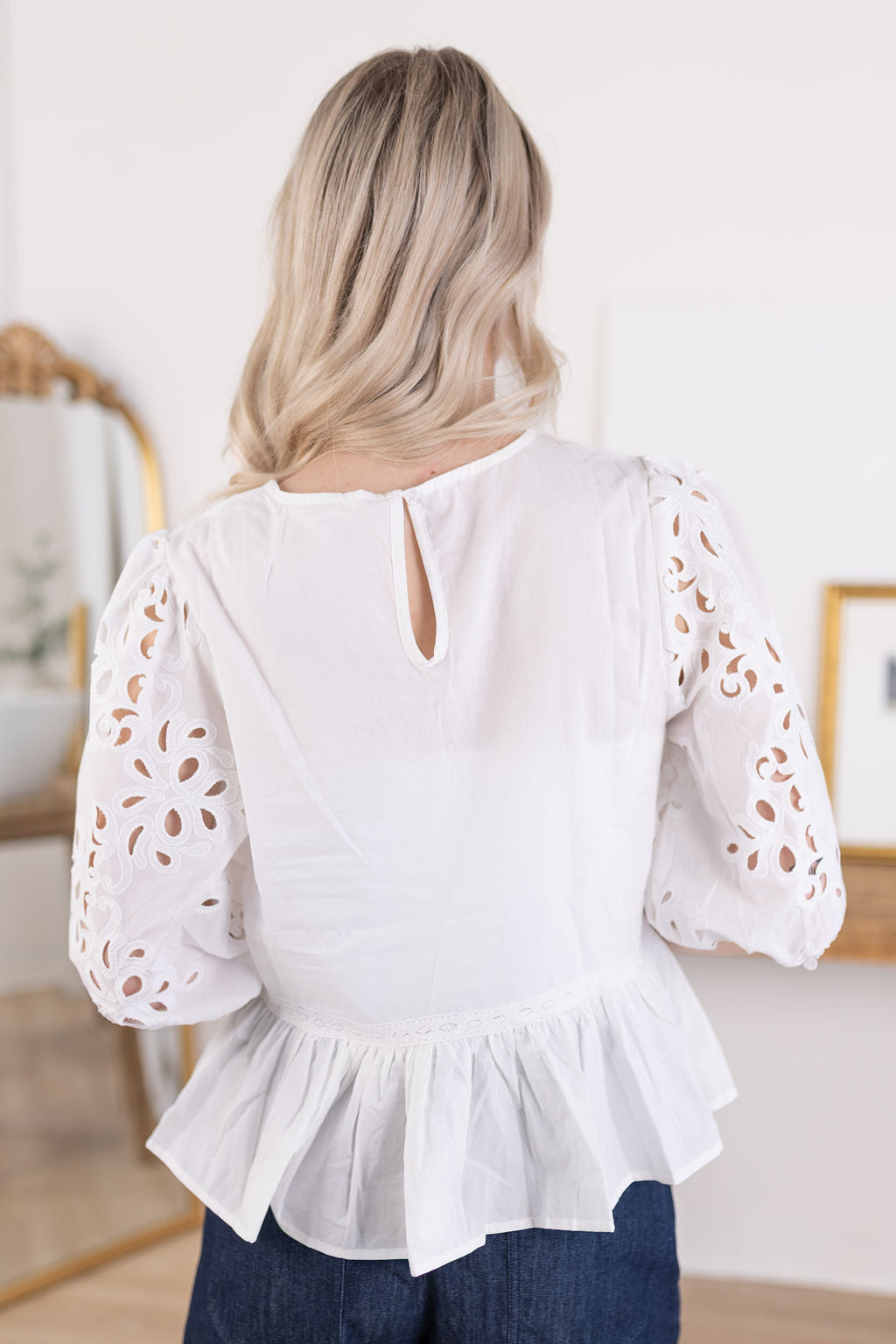 Lucy Eyelet Peplum Blouse