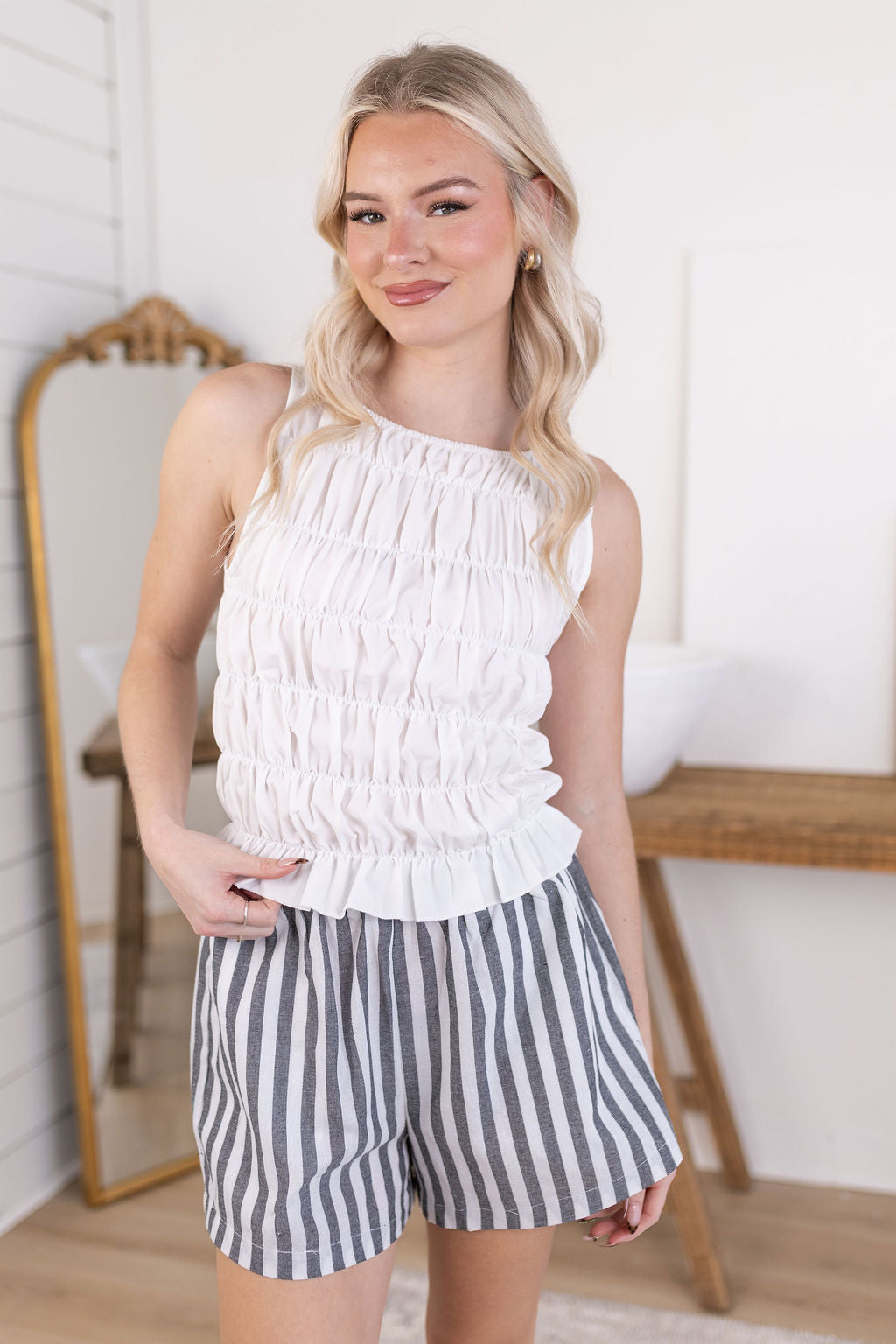 Naomi Smocked Top | Ivory