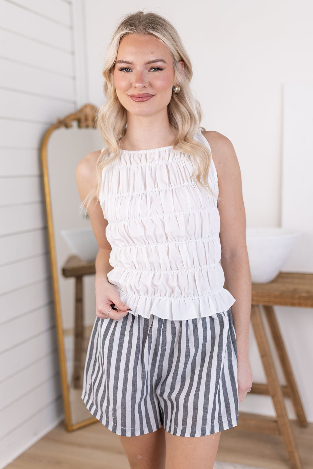 Naomi Smocked Top | Ivory