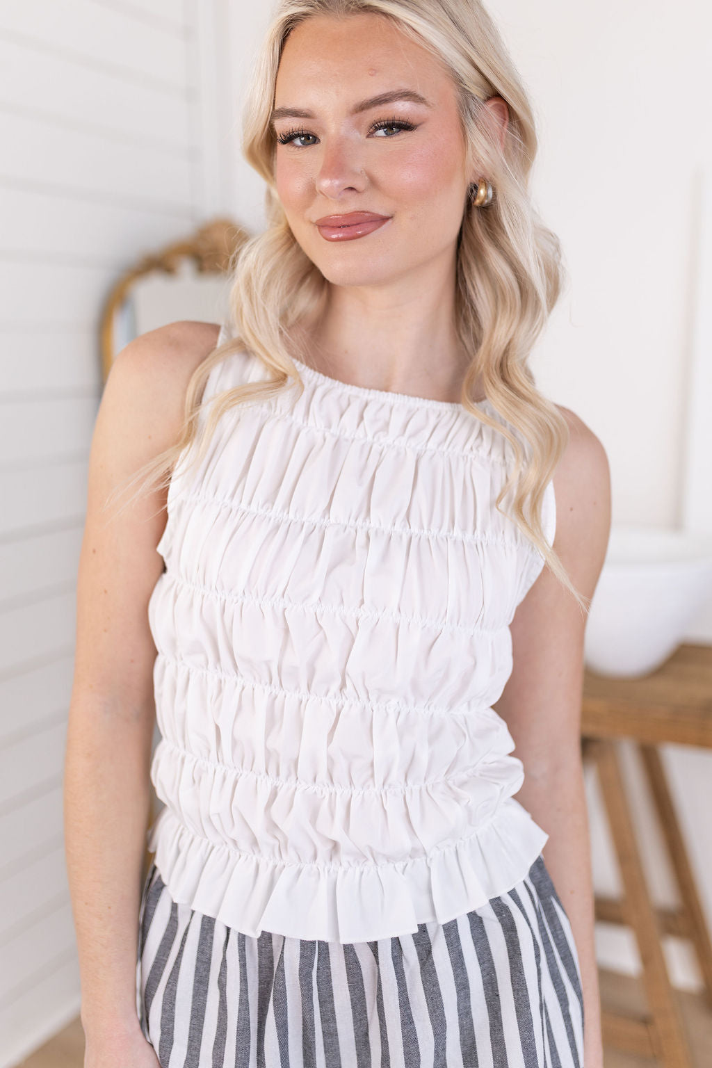 Naomi Smocked Top | Ivory