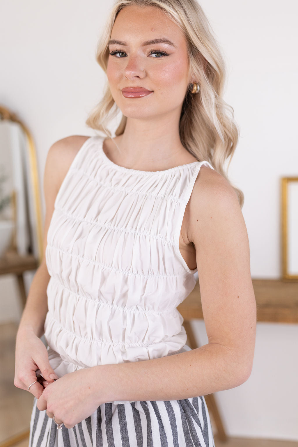 Naomi Smocked Top | Ivory