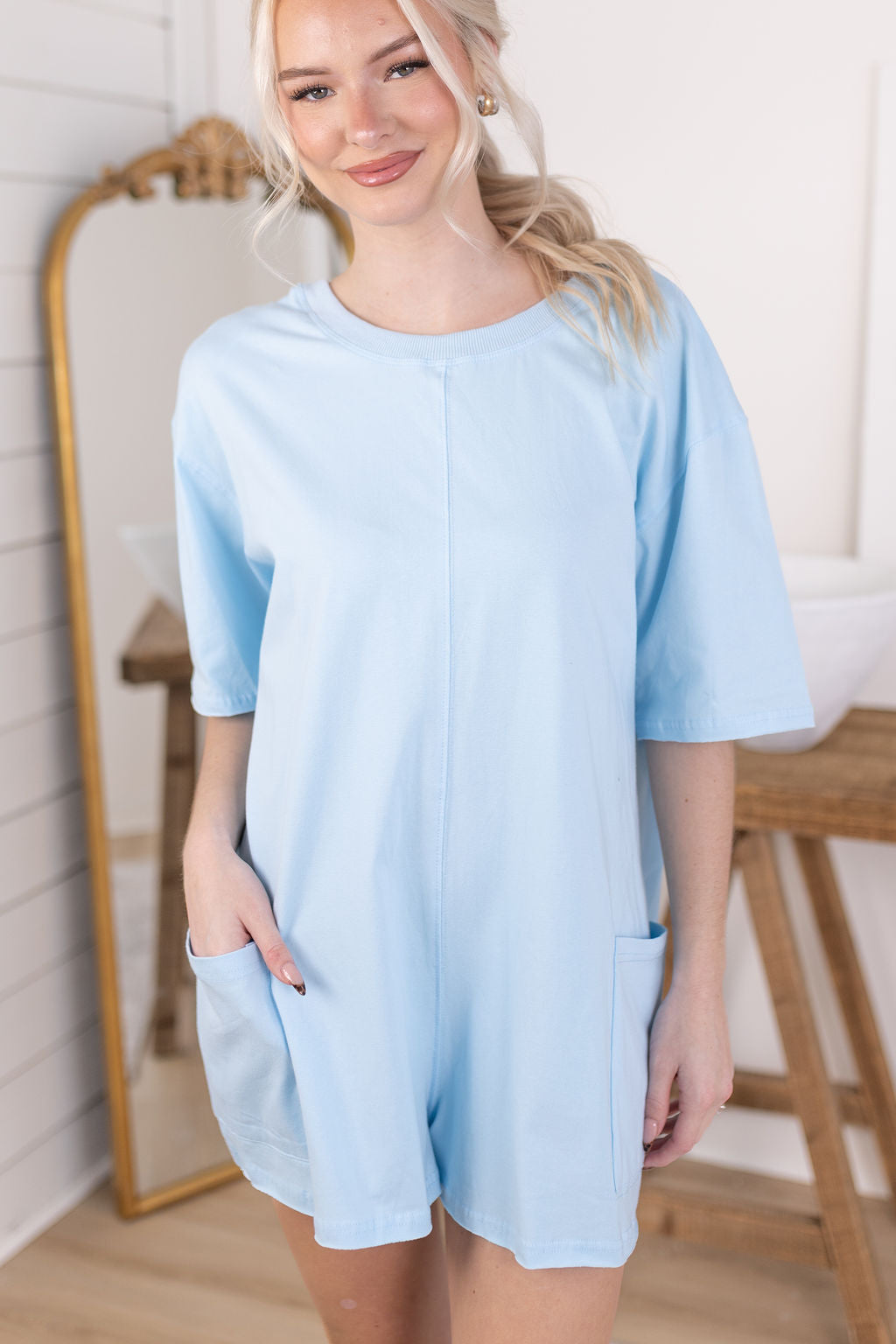 Sophia Romper | Baby Blue