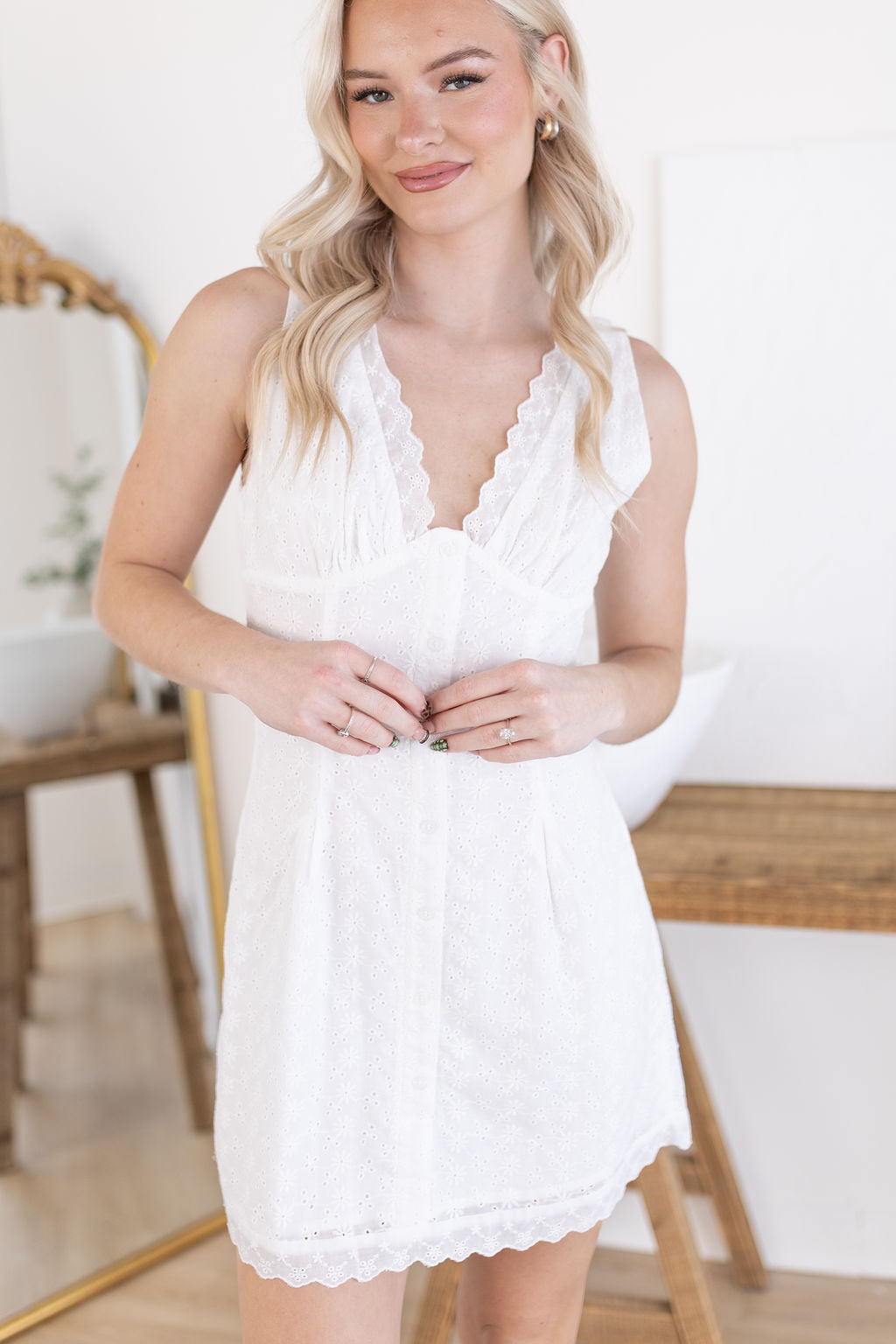 Eliza Eyelet Dress | White