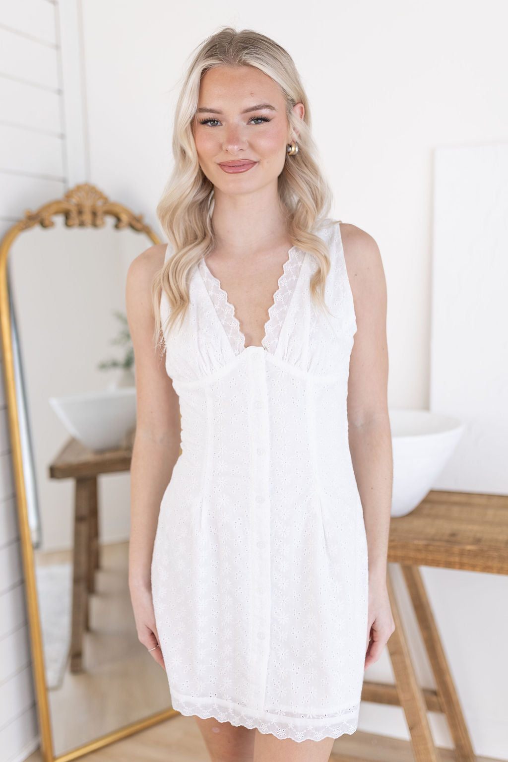 Eliza Eyelet Dress | White