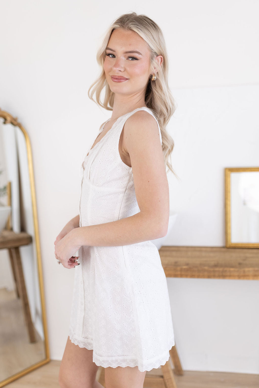 Eliza Eyelet Dress | White