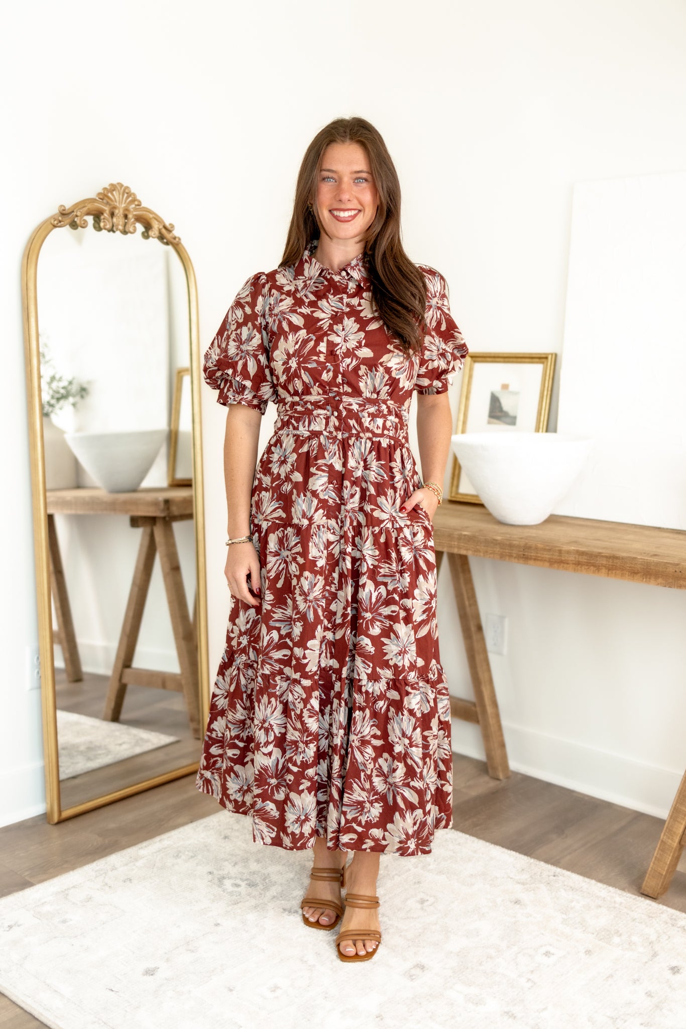 Petunia Midi Dress | Wine