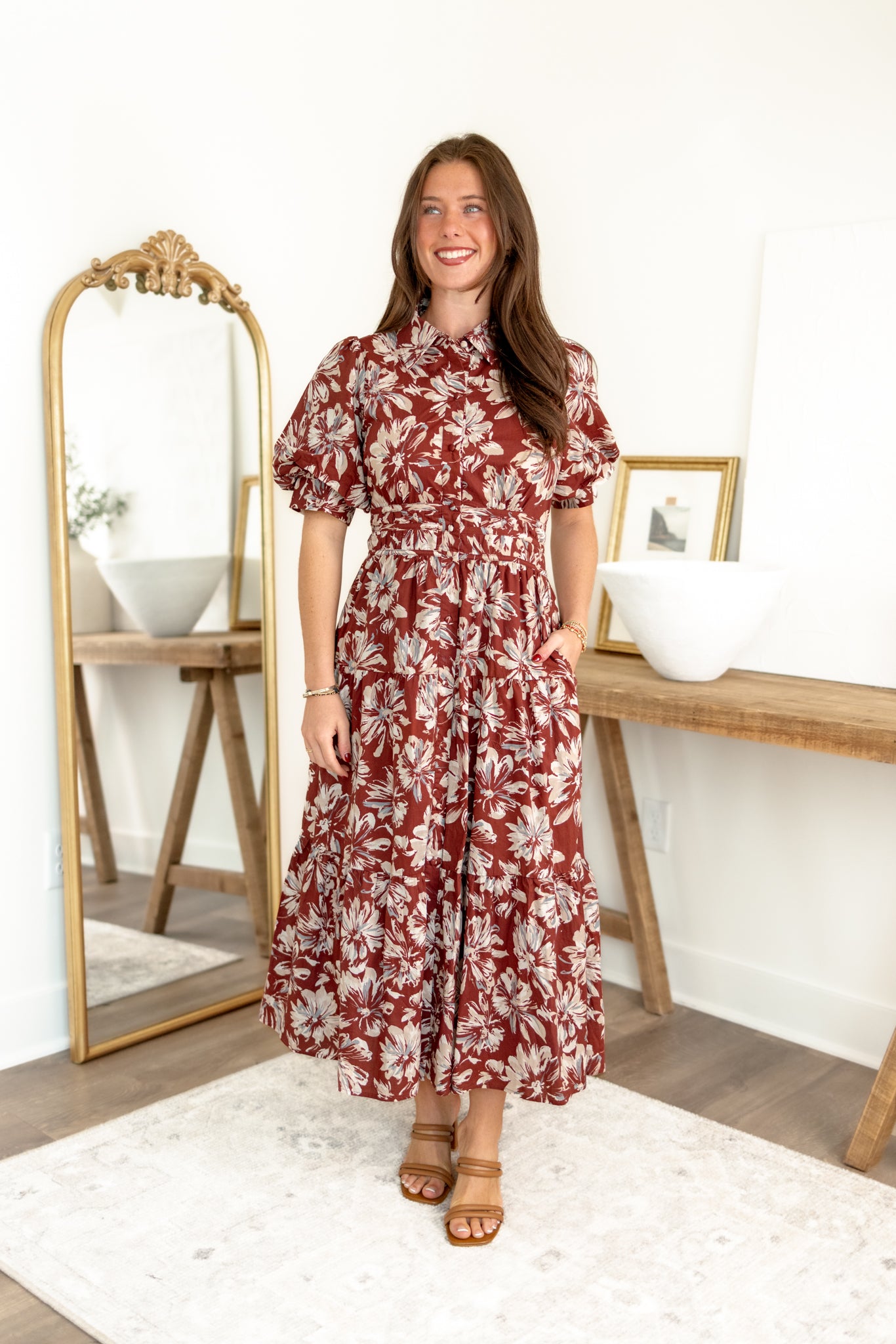 Petunia Midi Dress | Wine
