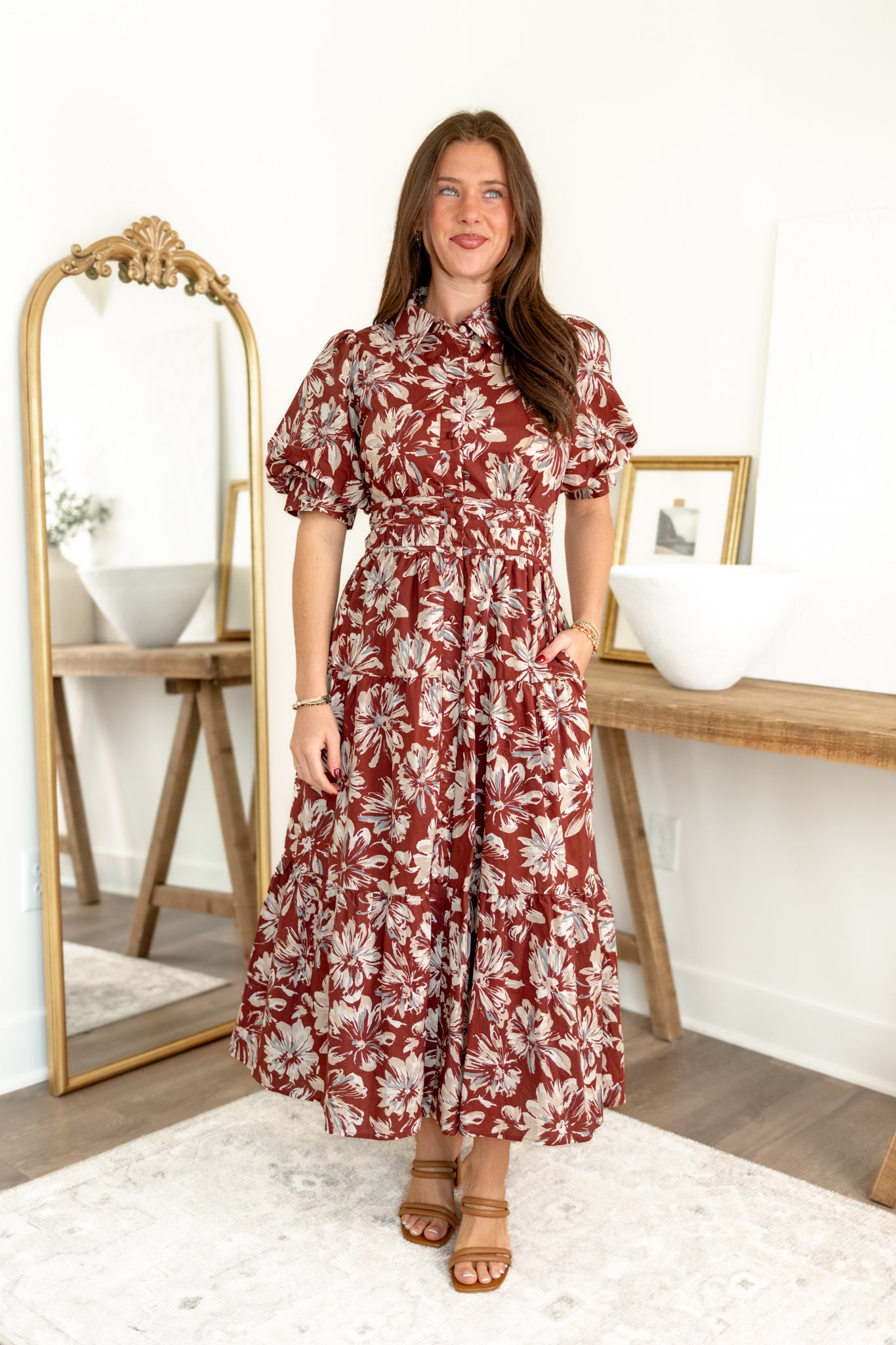 Petunia Midi Dress | Wine