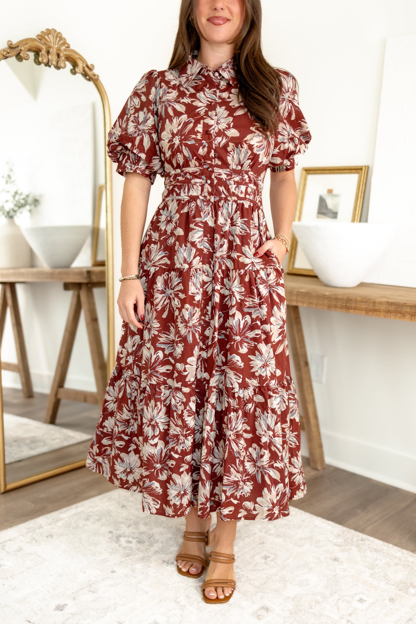 Petunia Midi Dress | Wine