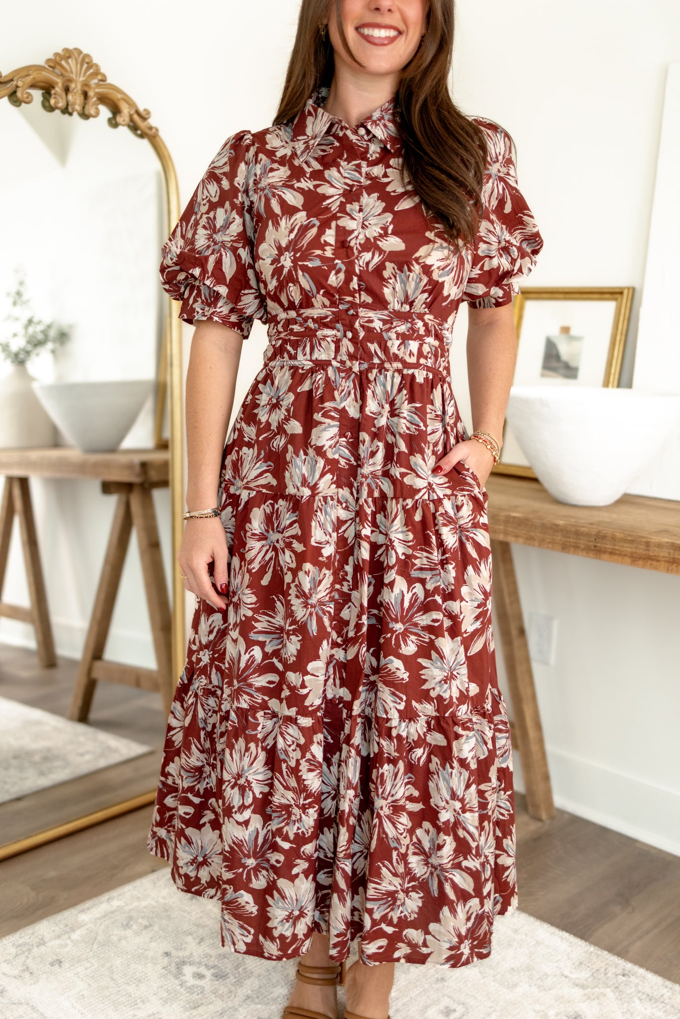 Petunia Midi Dress | Wine