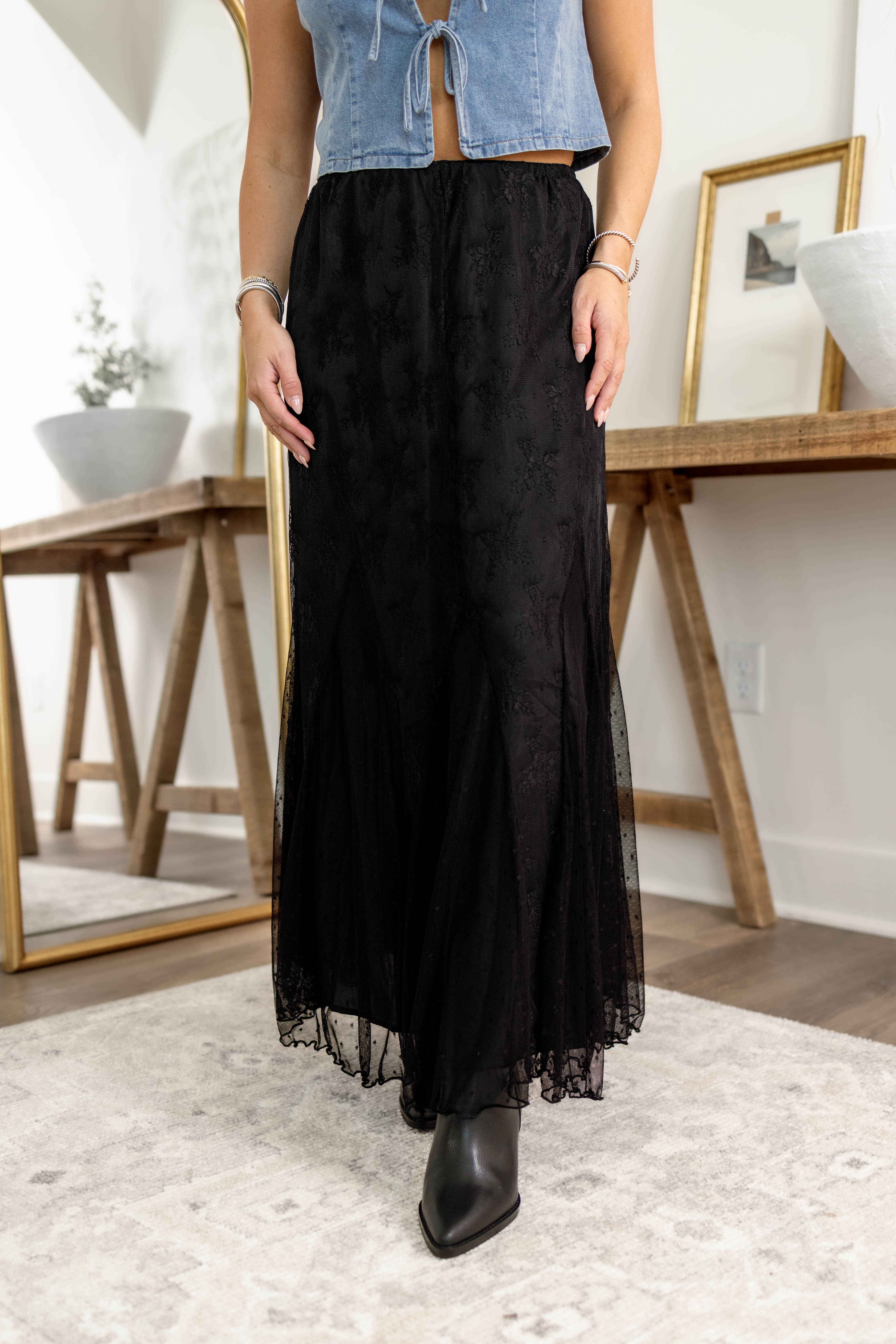 Ella Mesh Midi Skirt