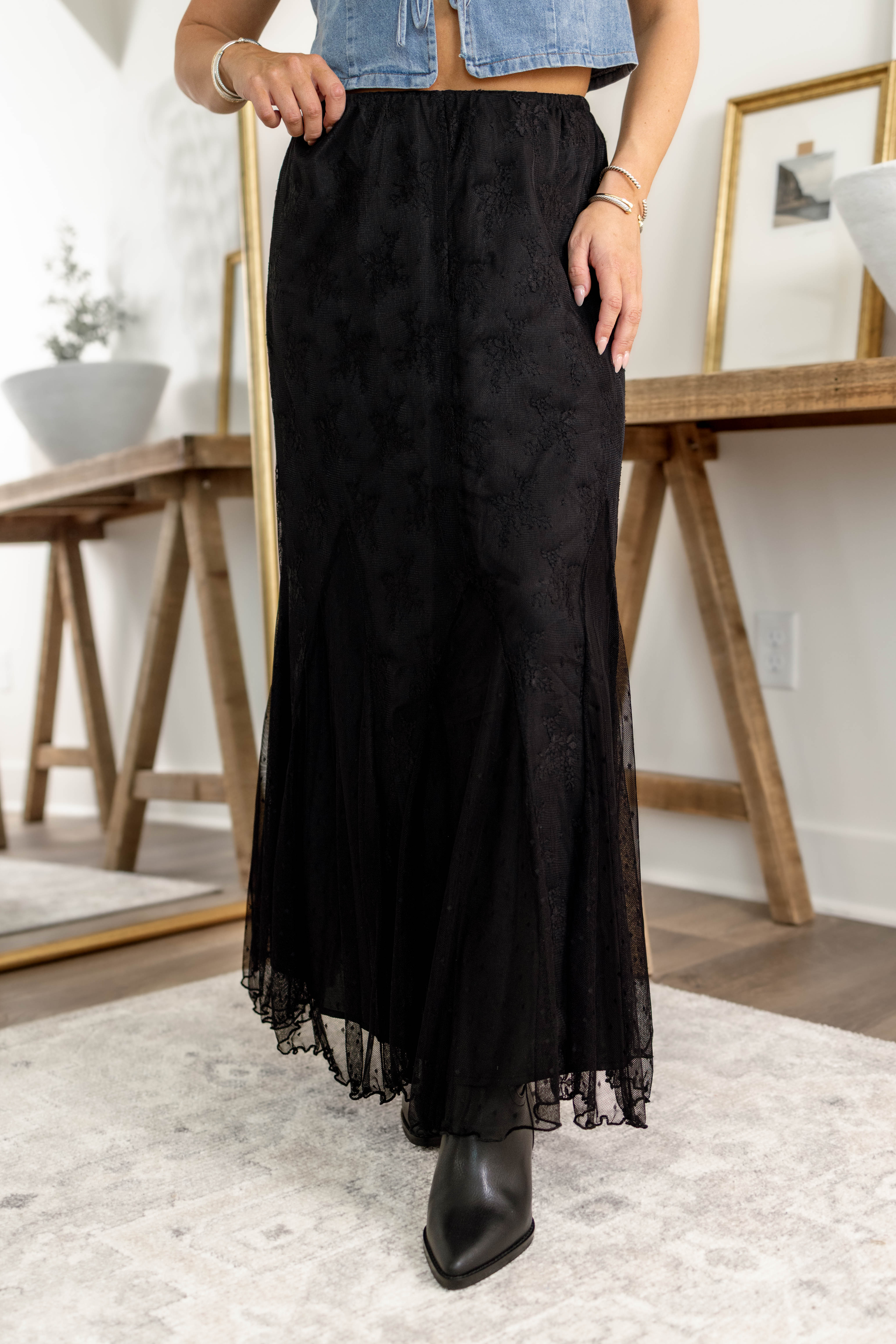 Ella Mesh Midi Skirt