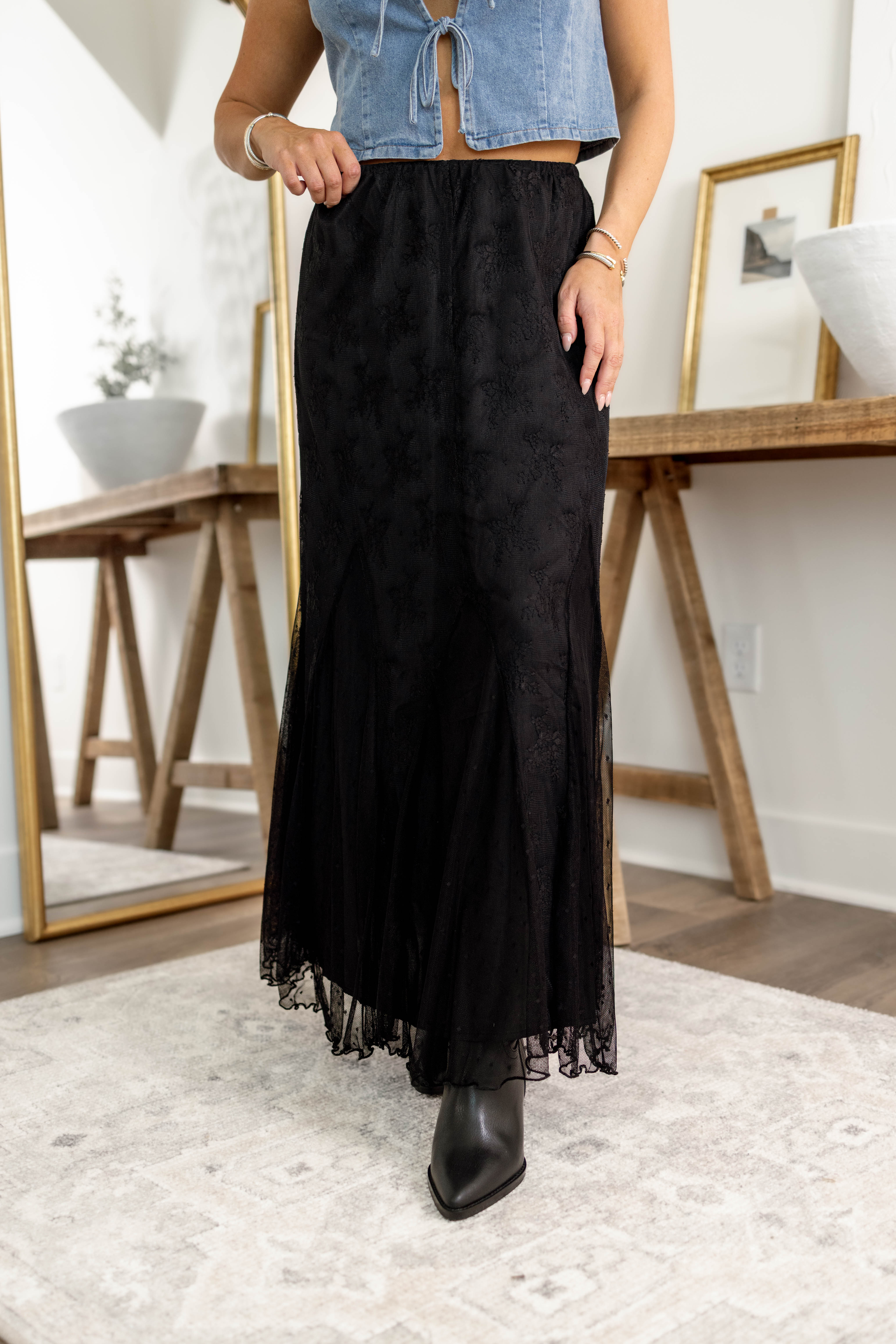 Ella Mesh Midi Skirt