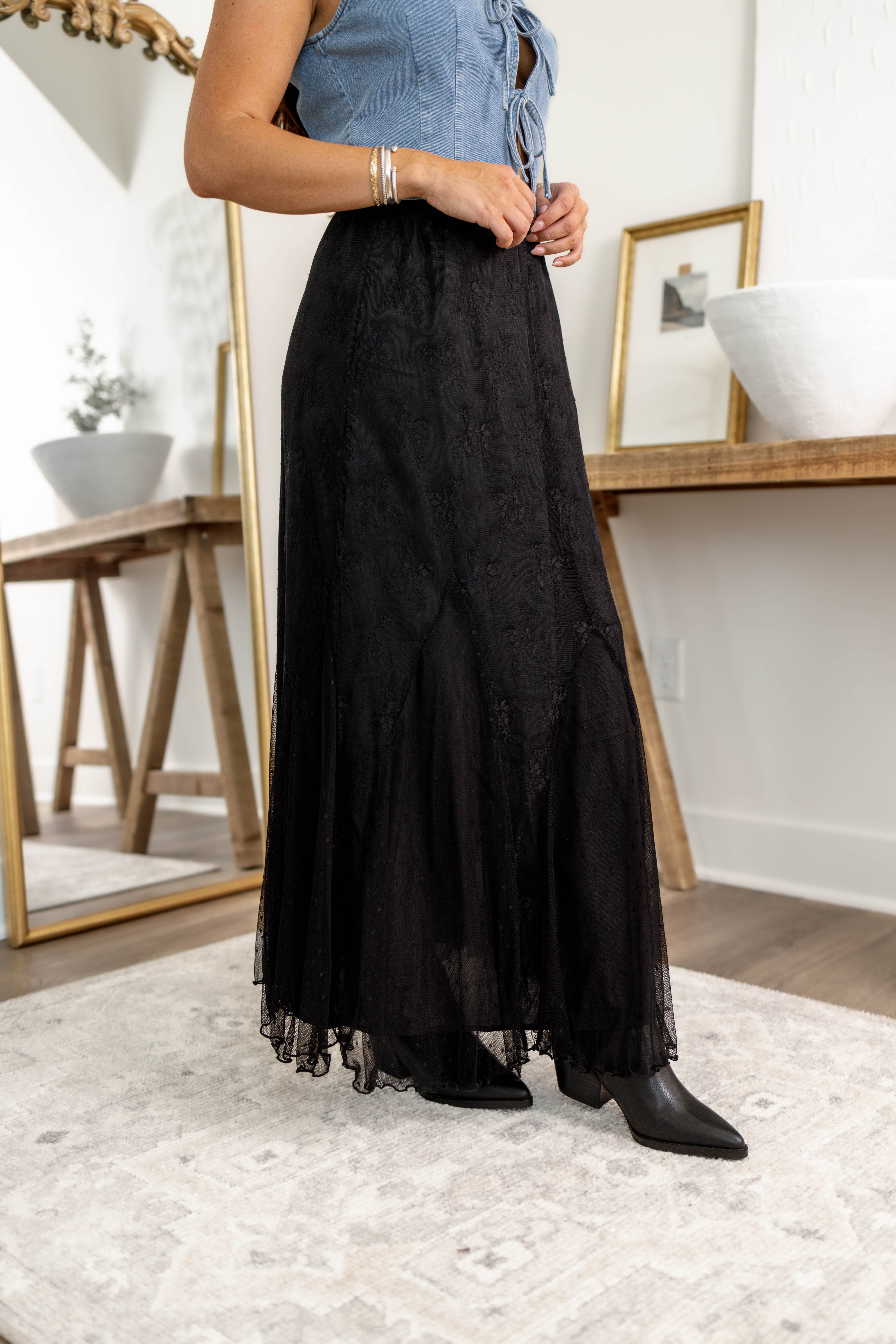 Ella Mesh Midi Skirt