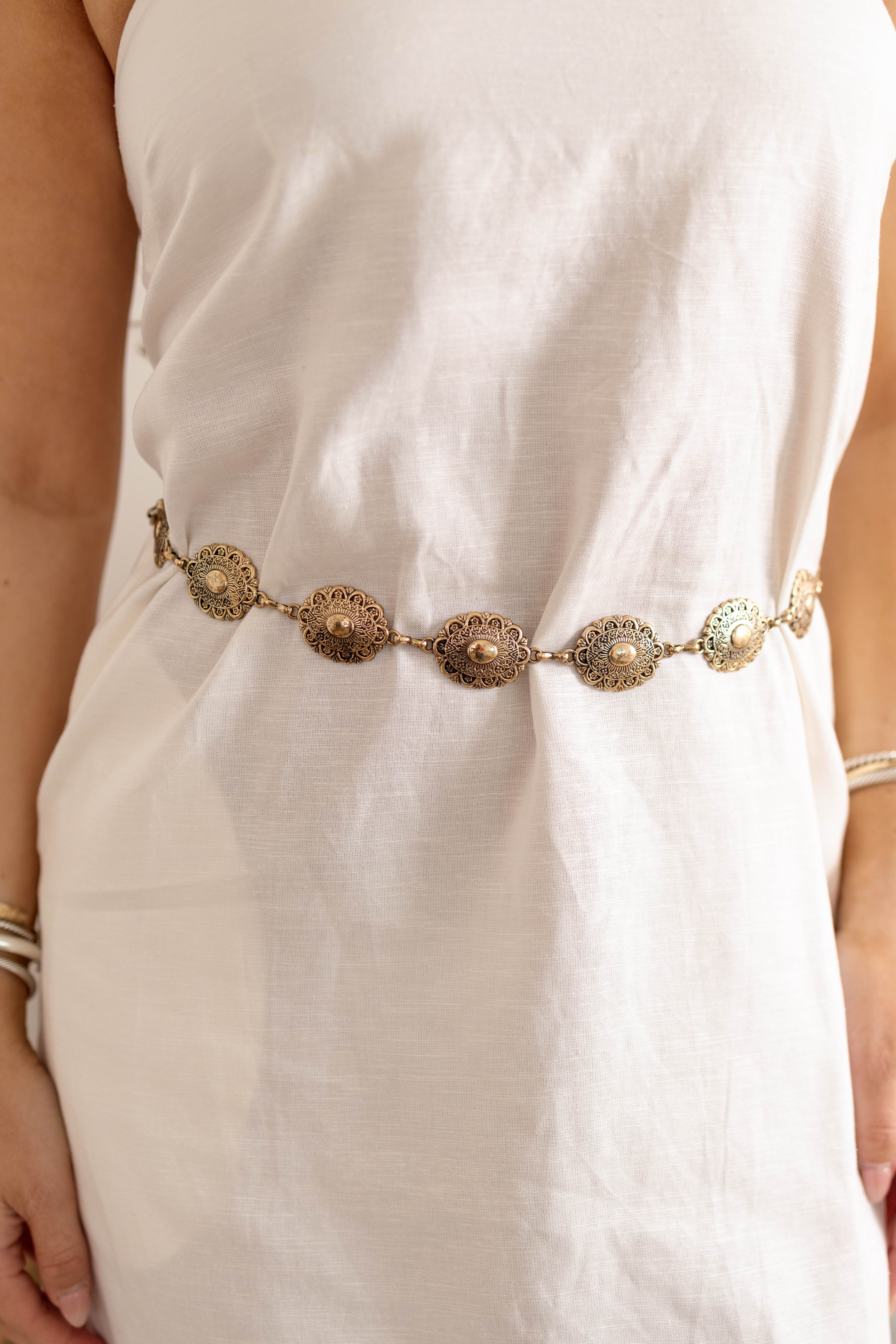 Oval Disc Chain Belt | Gold