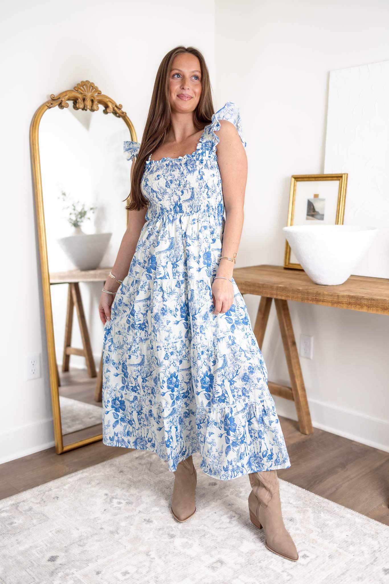 Amora Smocked Midi Dress