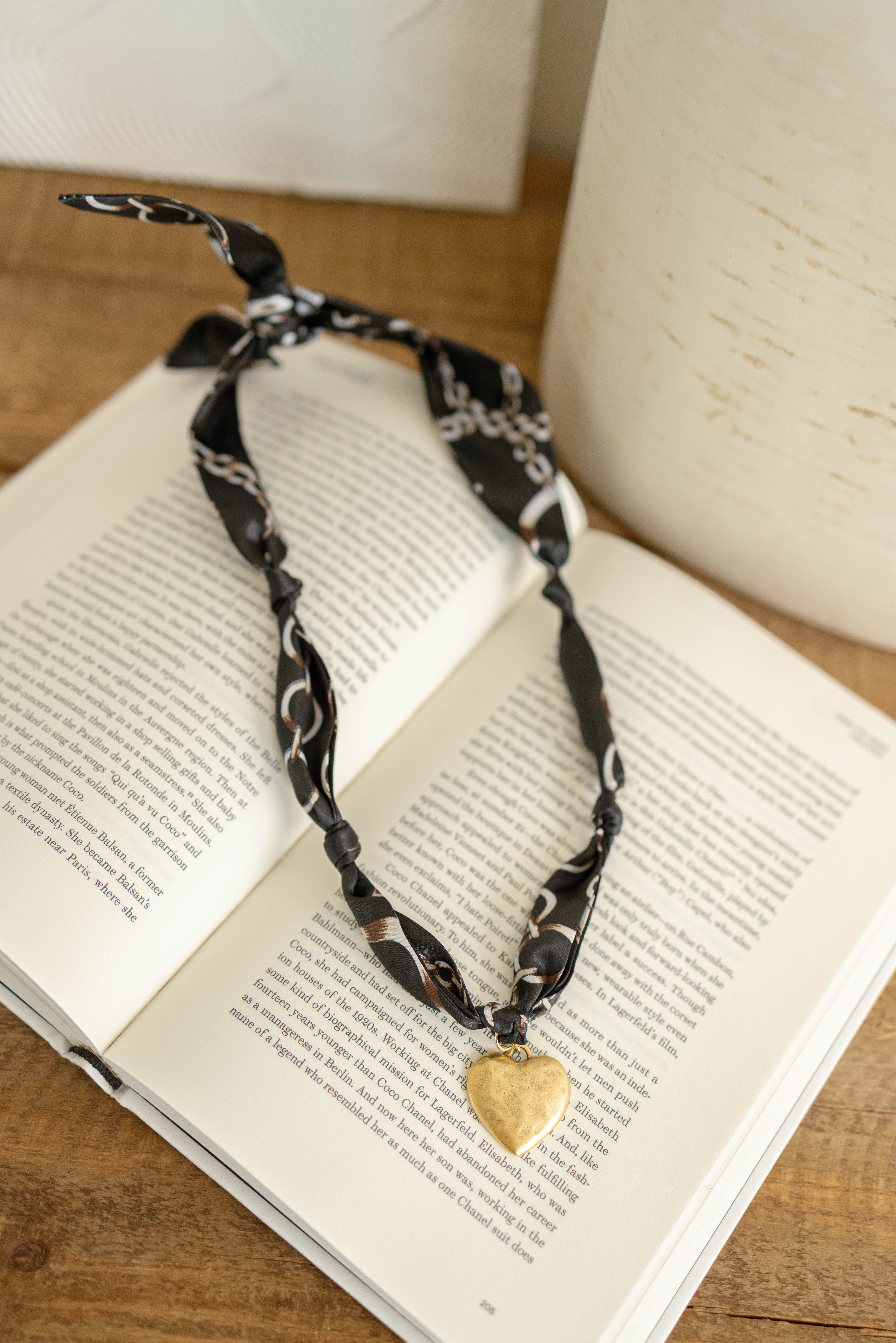 Gold Heart Scarf Necklace