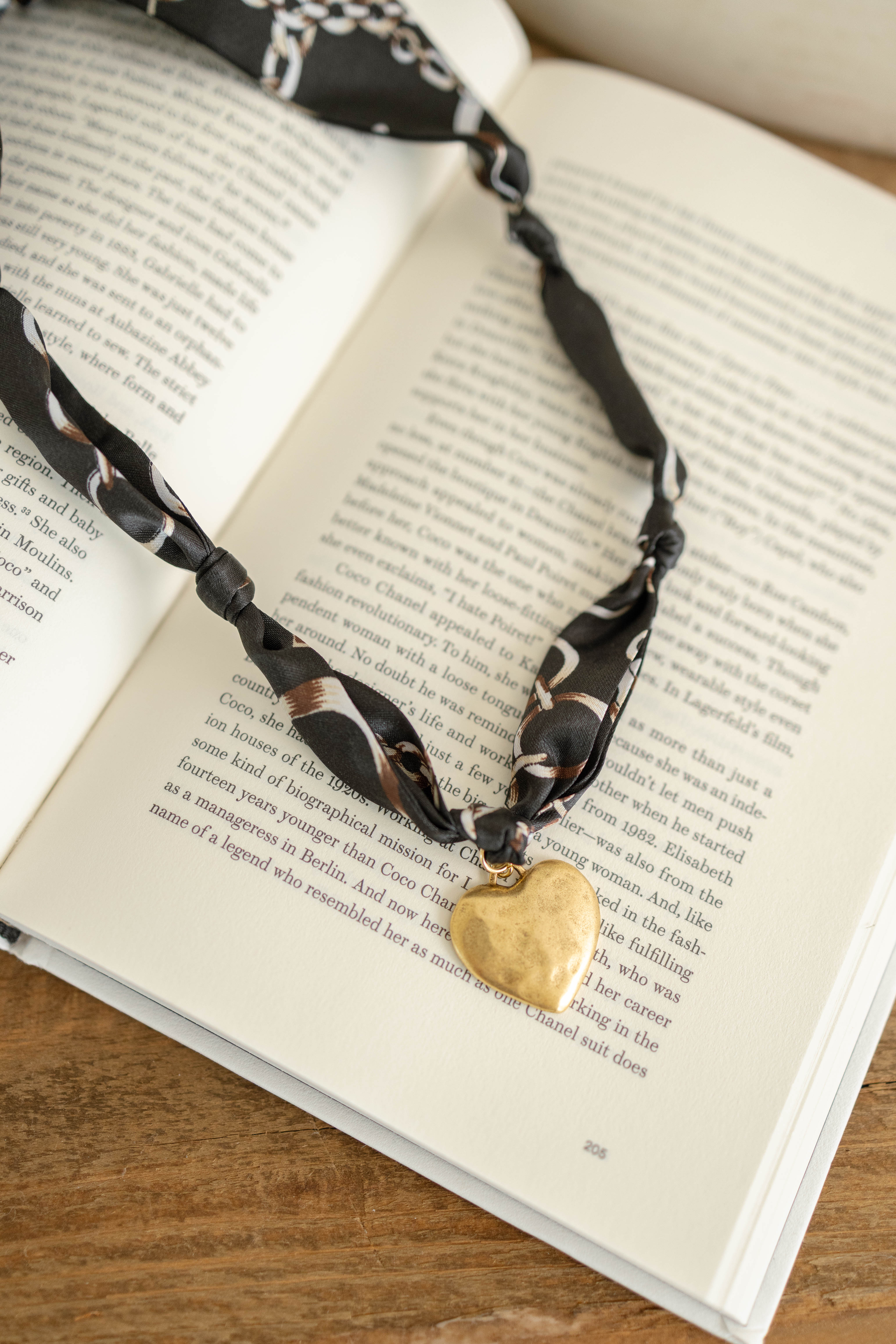 Gold Heart Scarf Necklace
