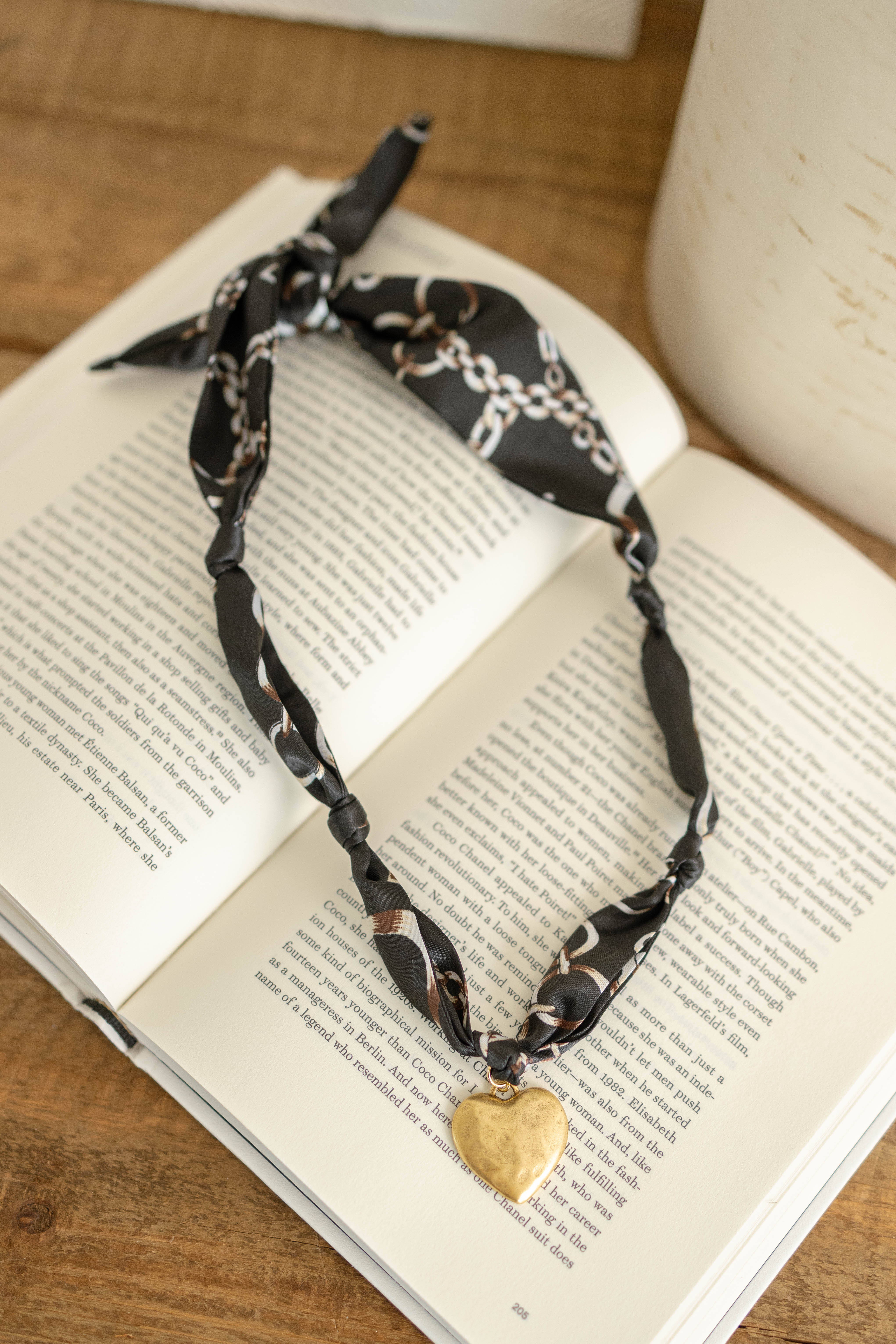 Gold Heart Scarf Necklace