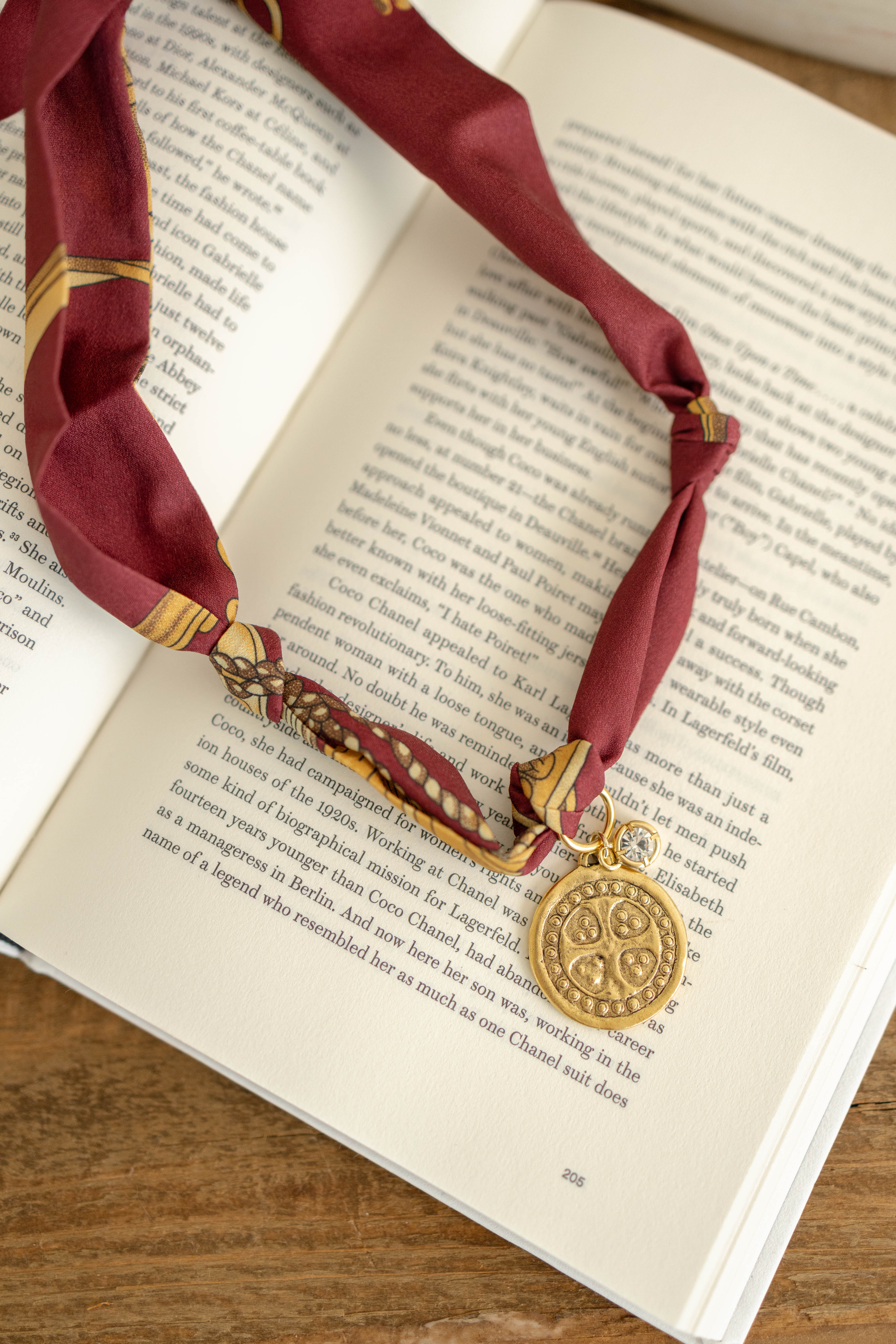 Gold Coin Scarf Necklace