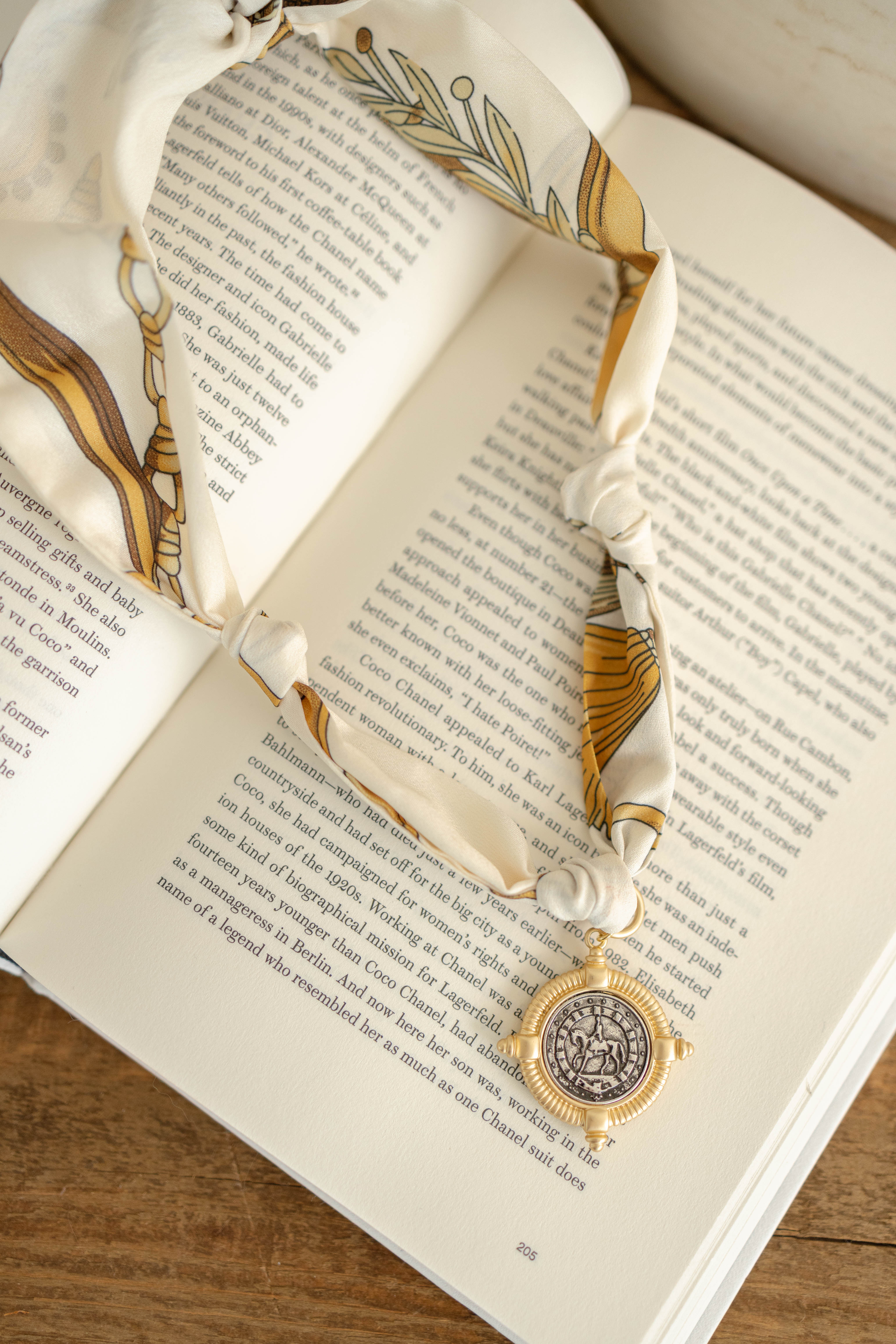 Cream Horse Scarf Necklace