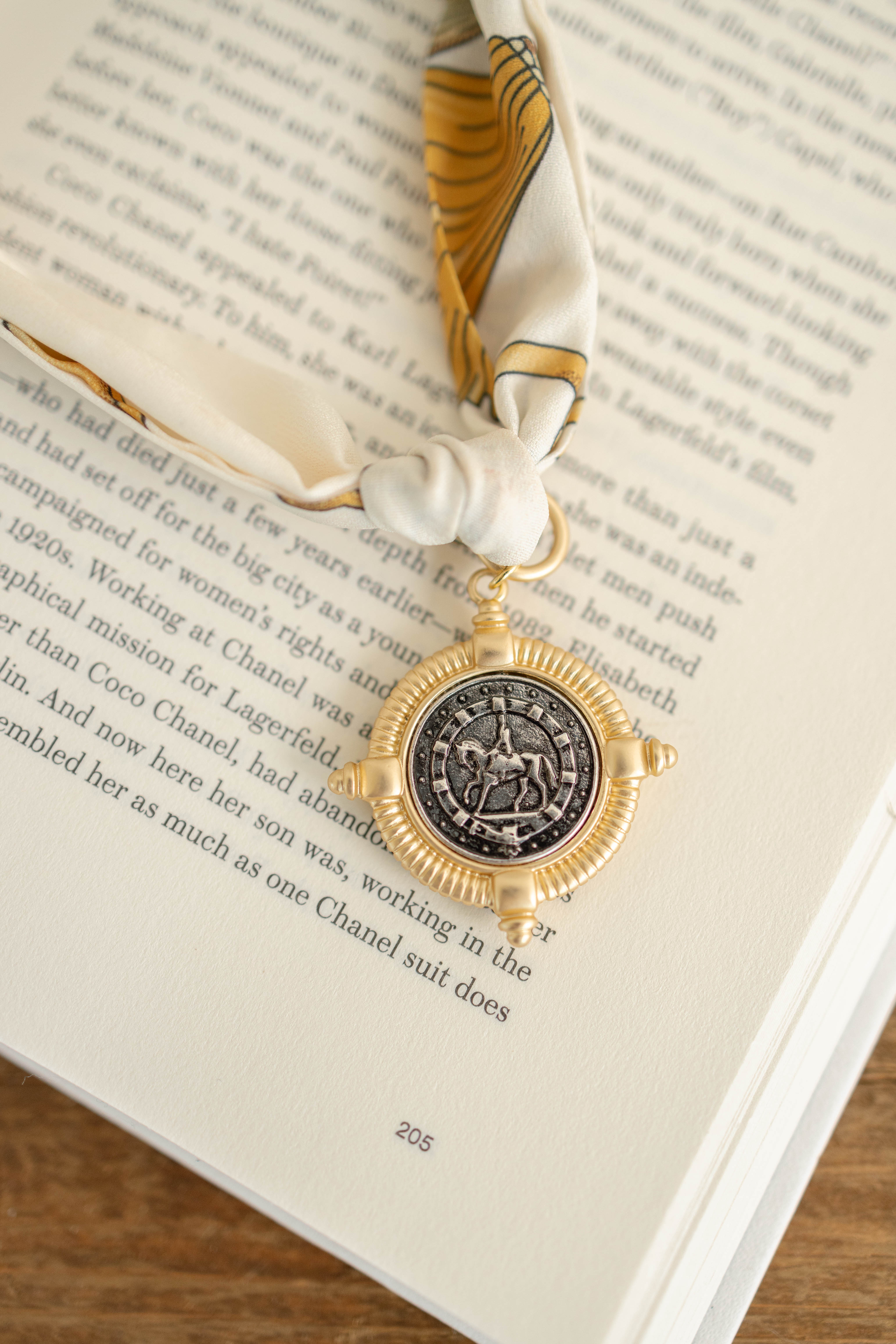 Cream Horse Scarf Necklace