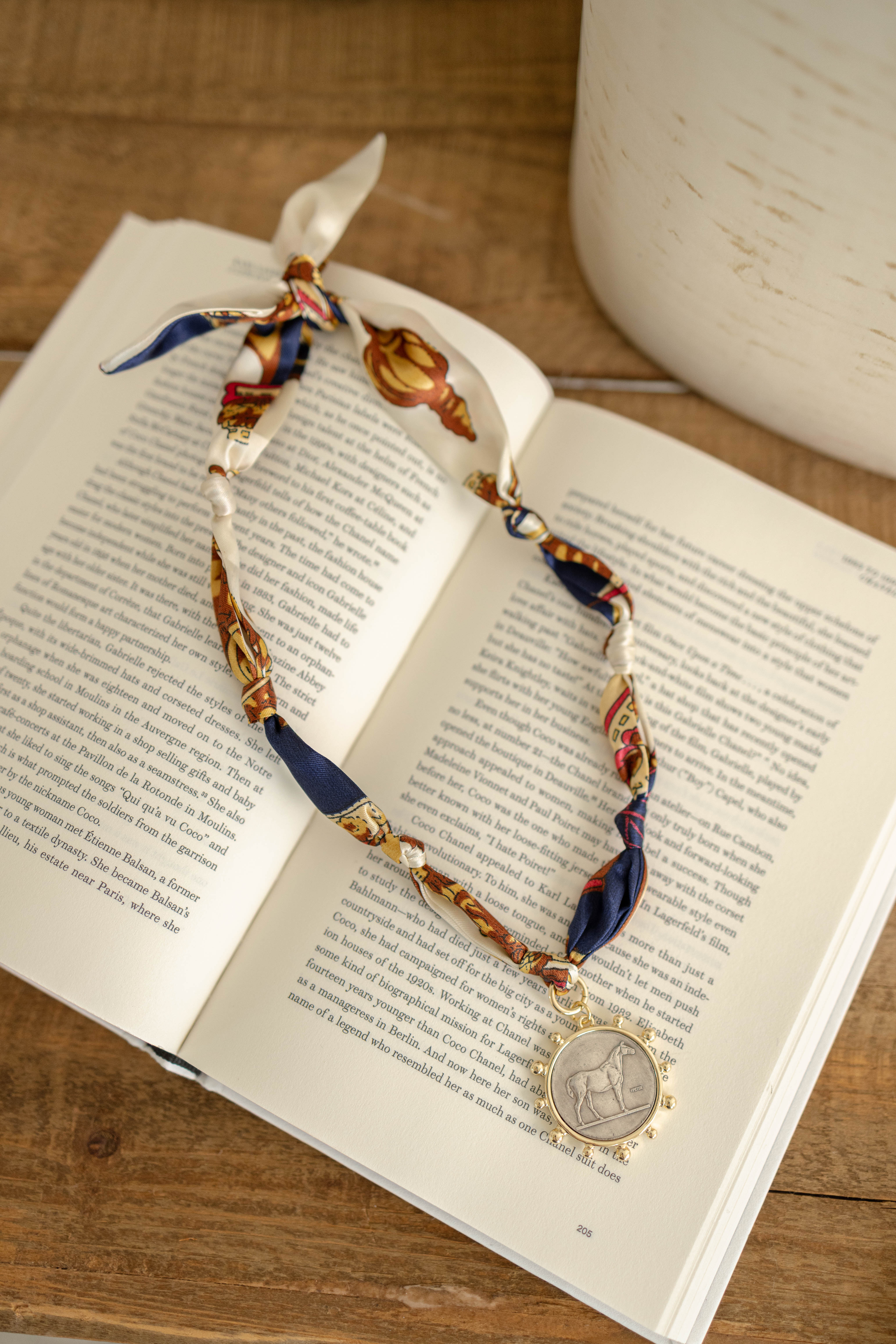 Gold Horse Scarf Necklace