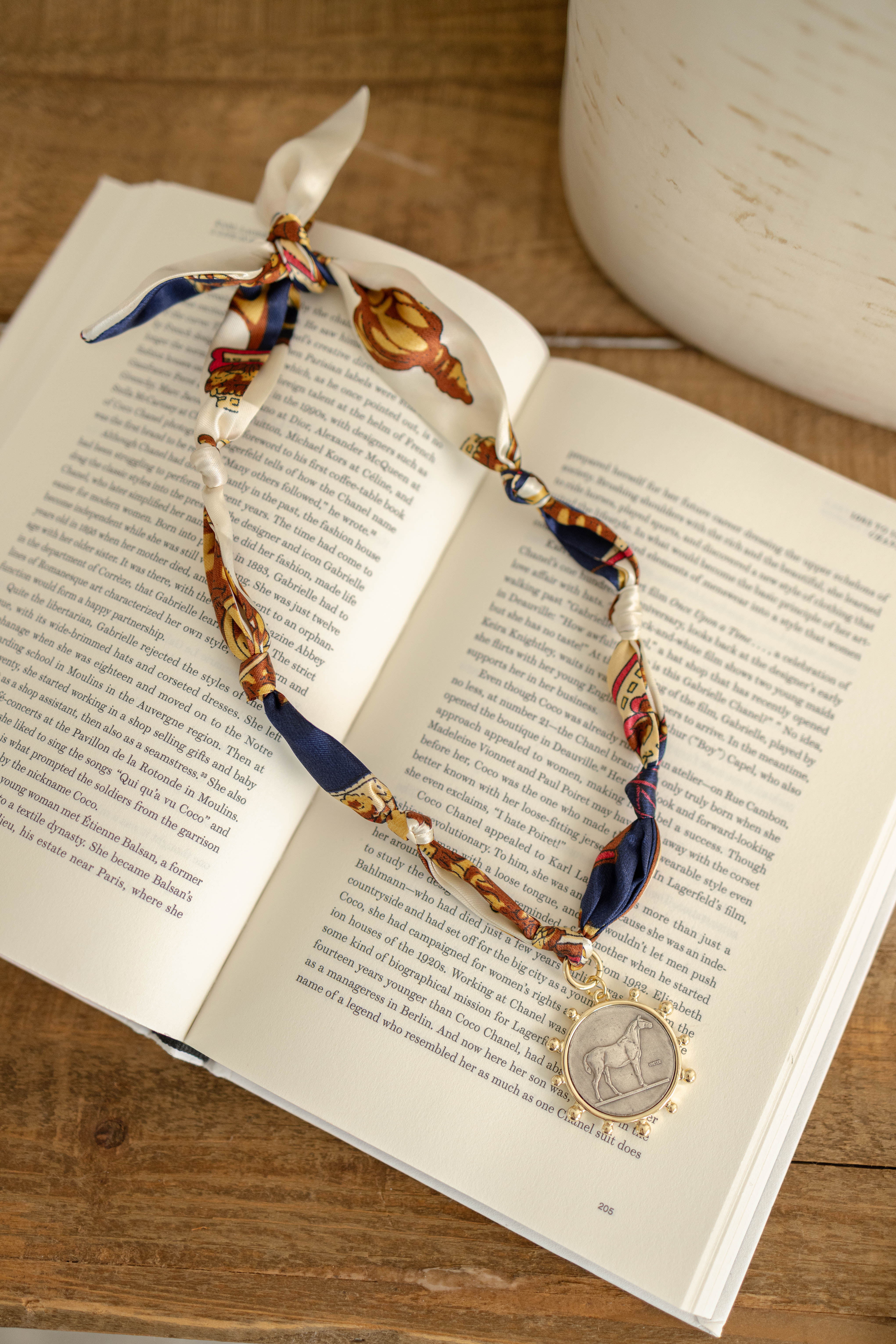 Gold Horse Scarf Necklace