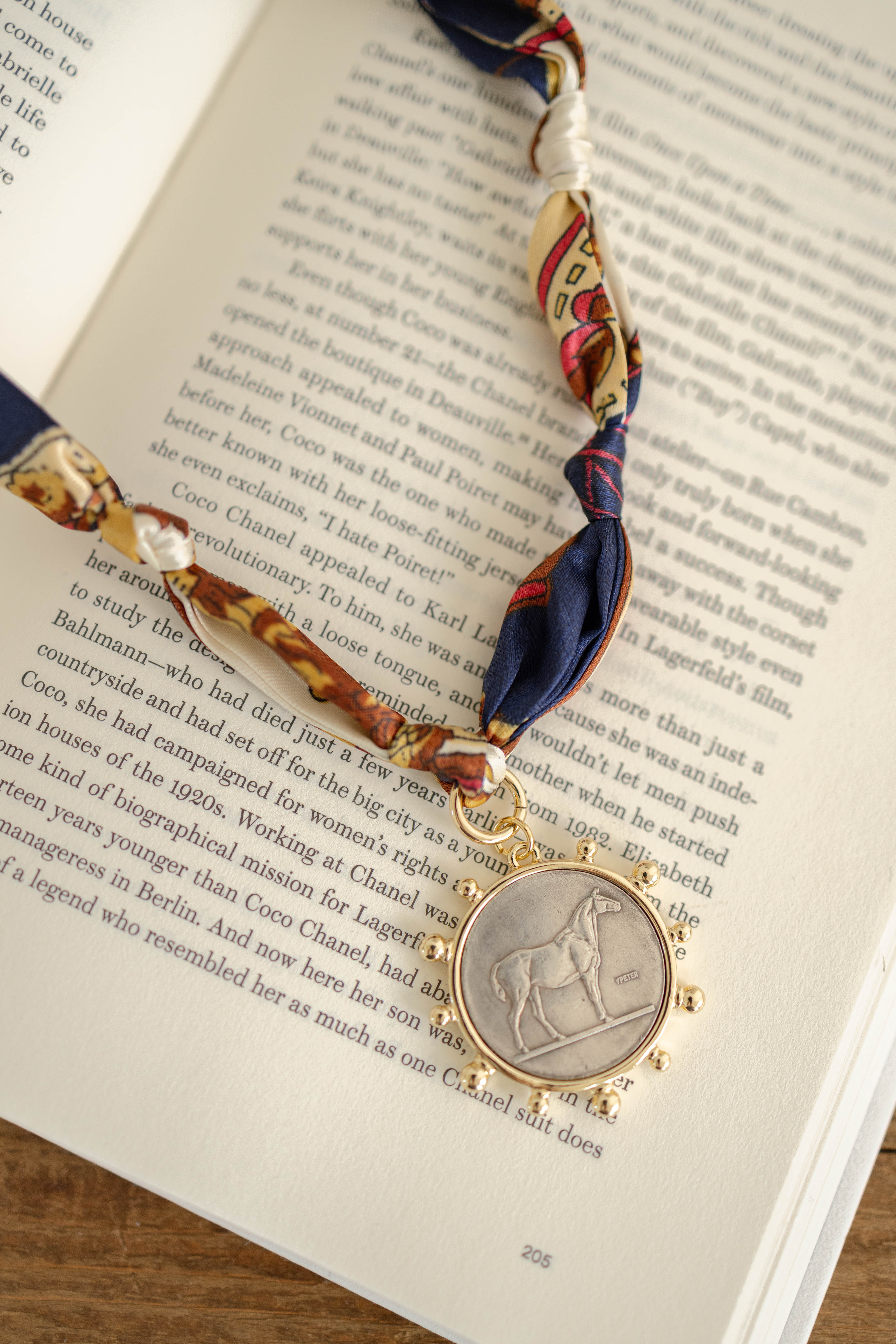 Gold Horse Scarf Necklace