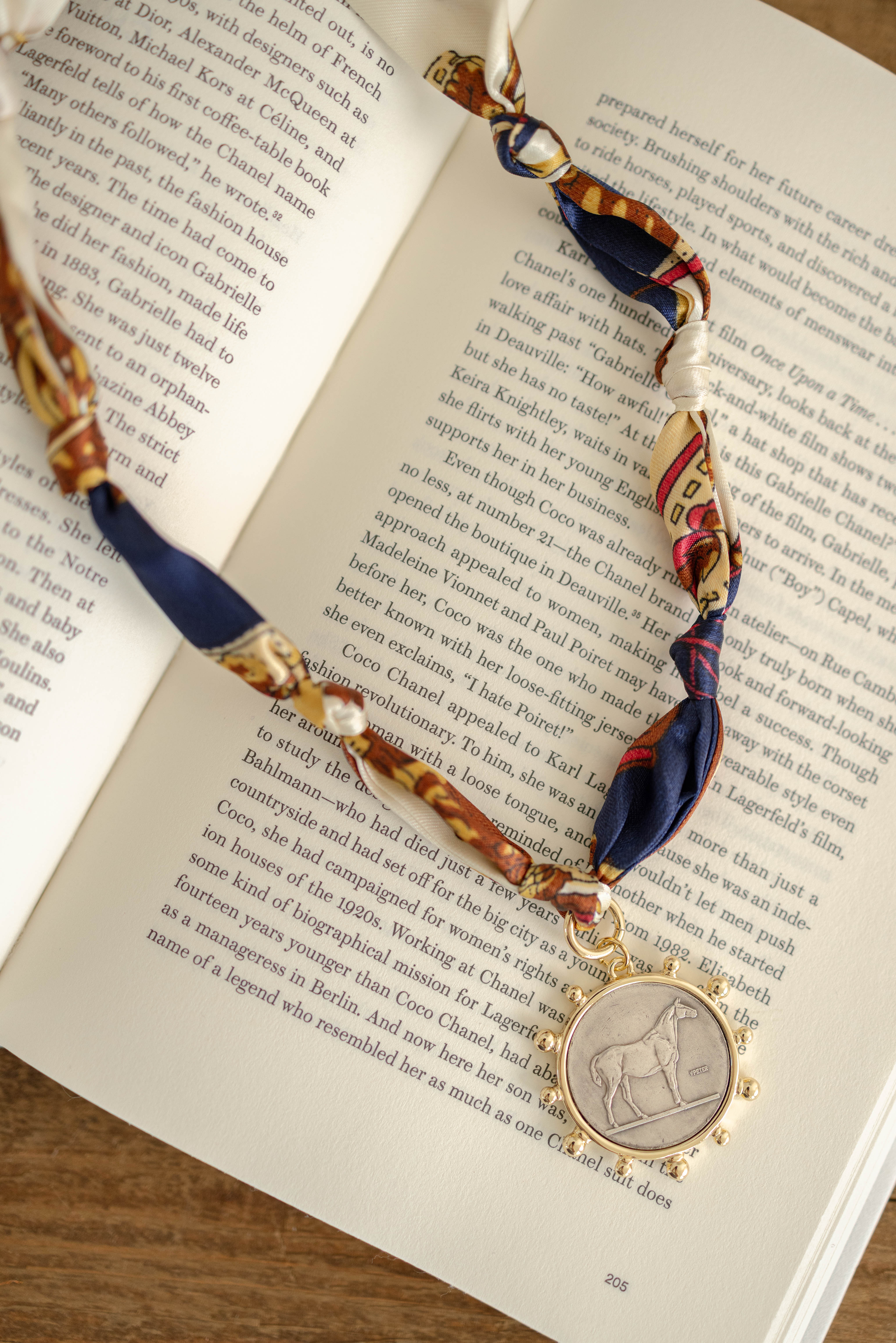 Gold Horse Scarf Necklace