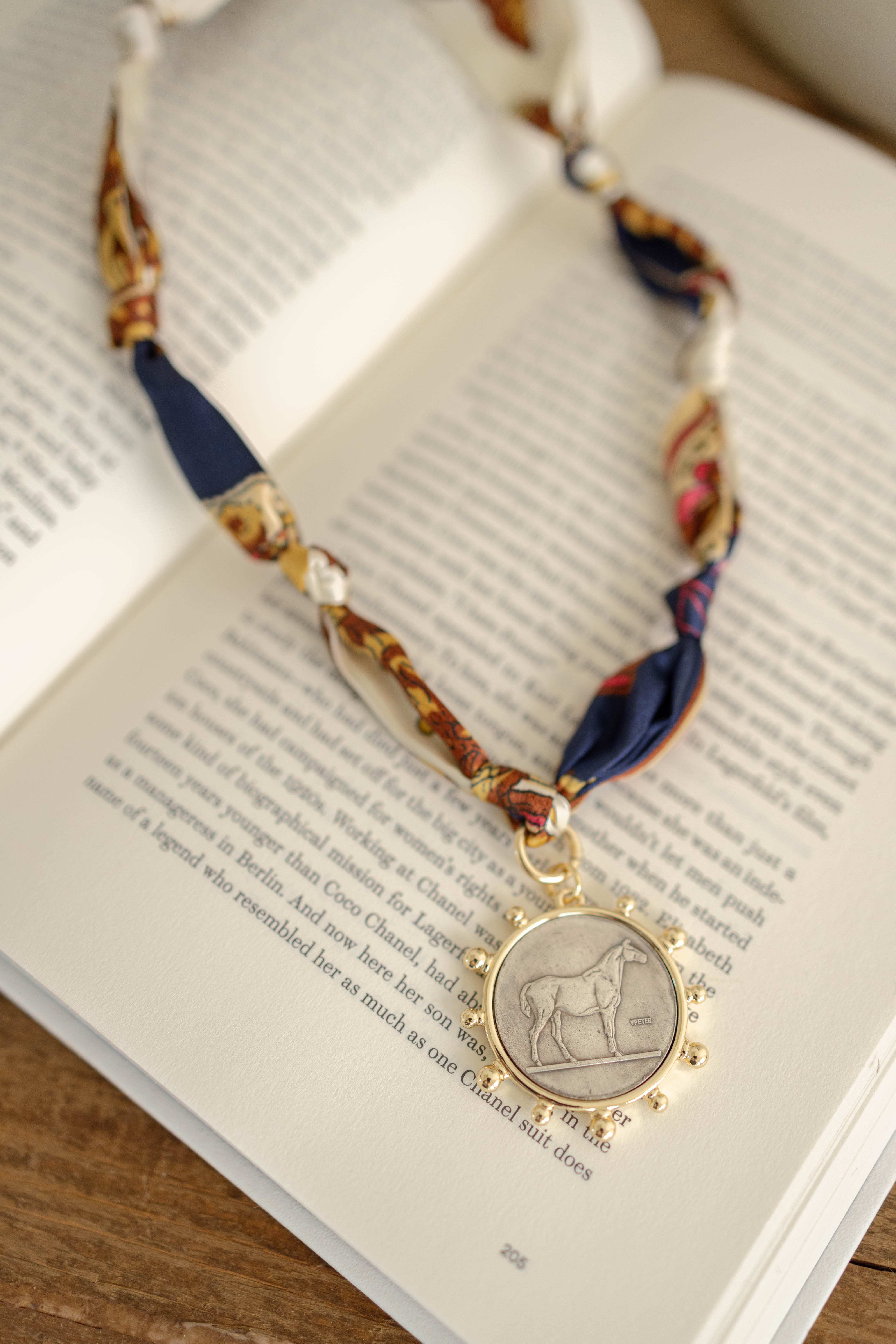 Gold Horse Scarf Necklace