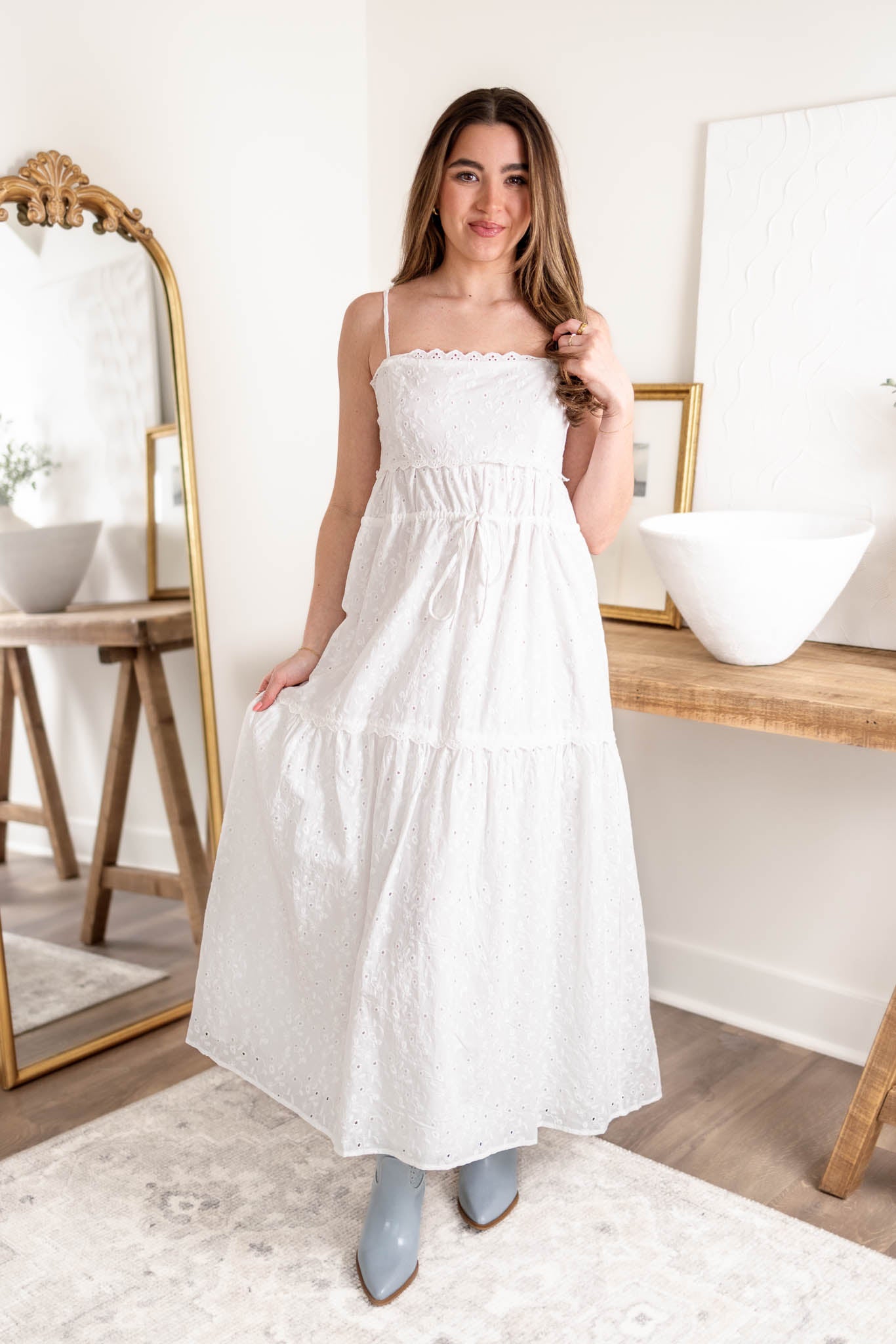 Rosa Eyelet Midi Dress