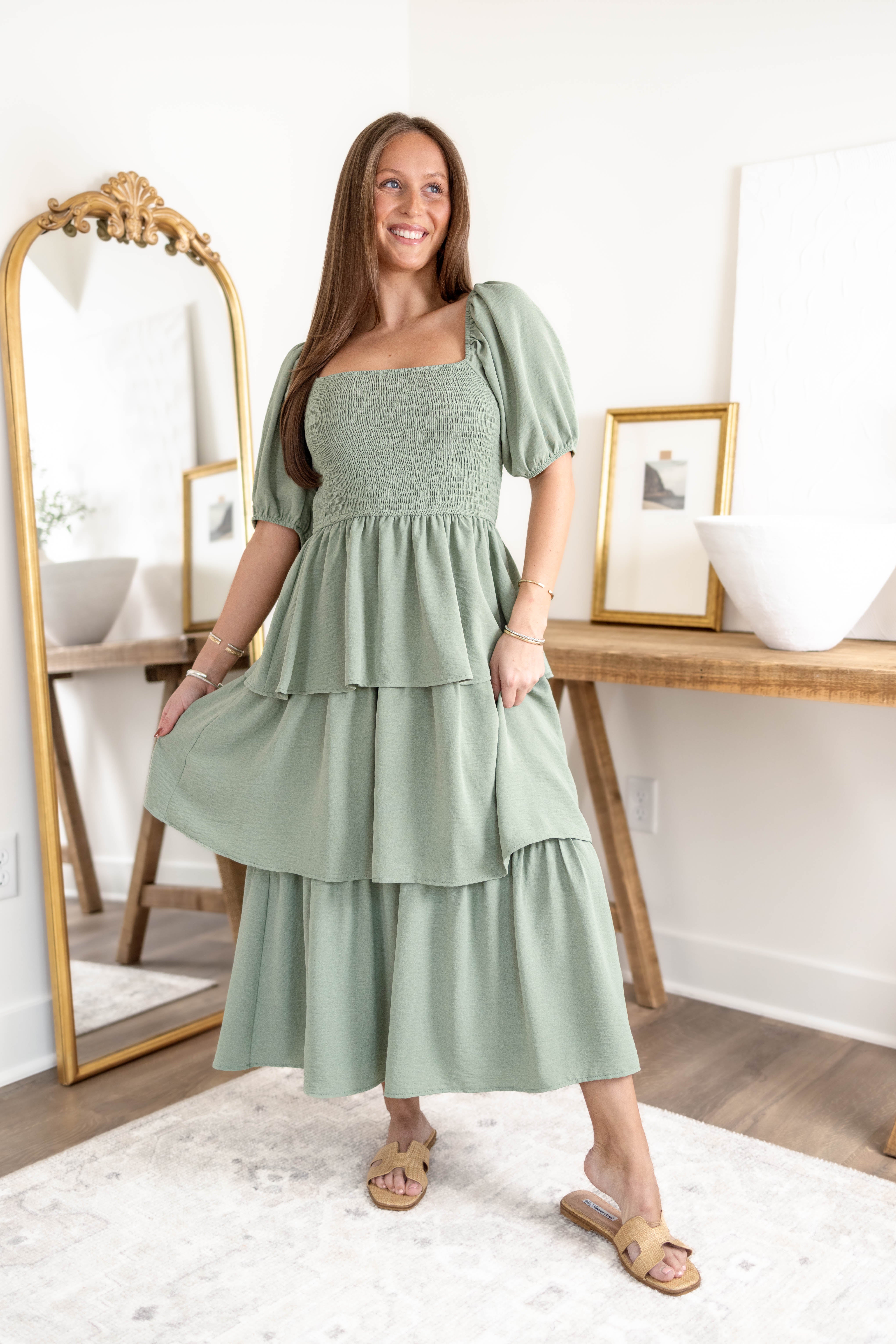 Laken Smocked Midi Dress
