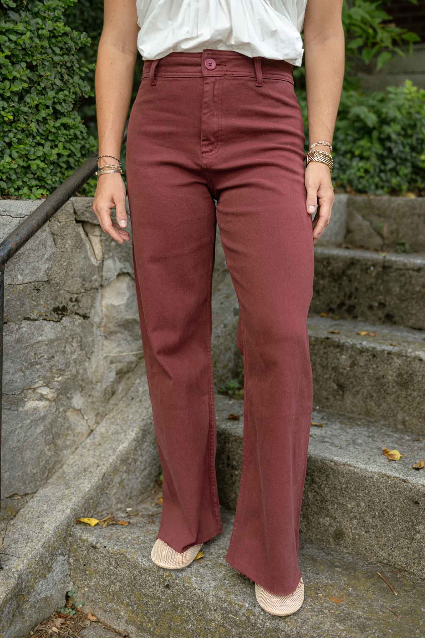 Frankie Wide Leg Pants | Maroon