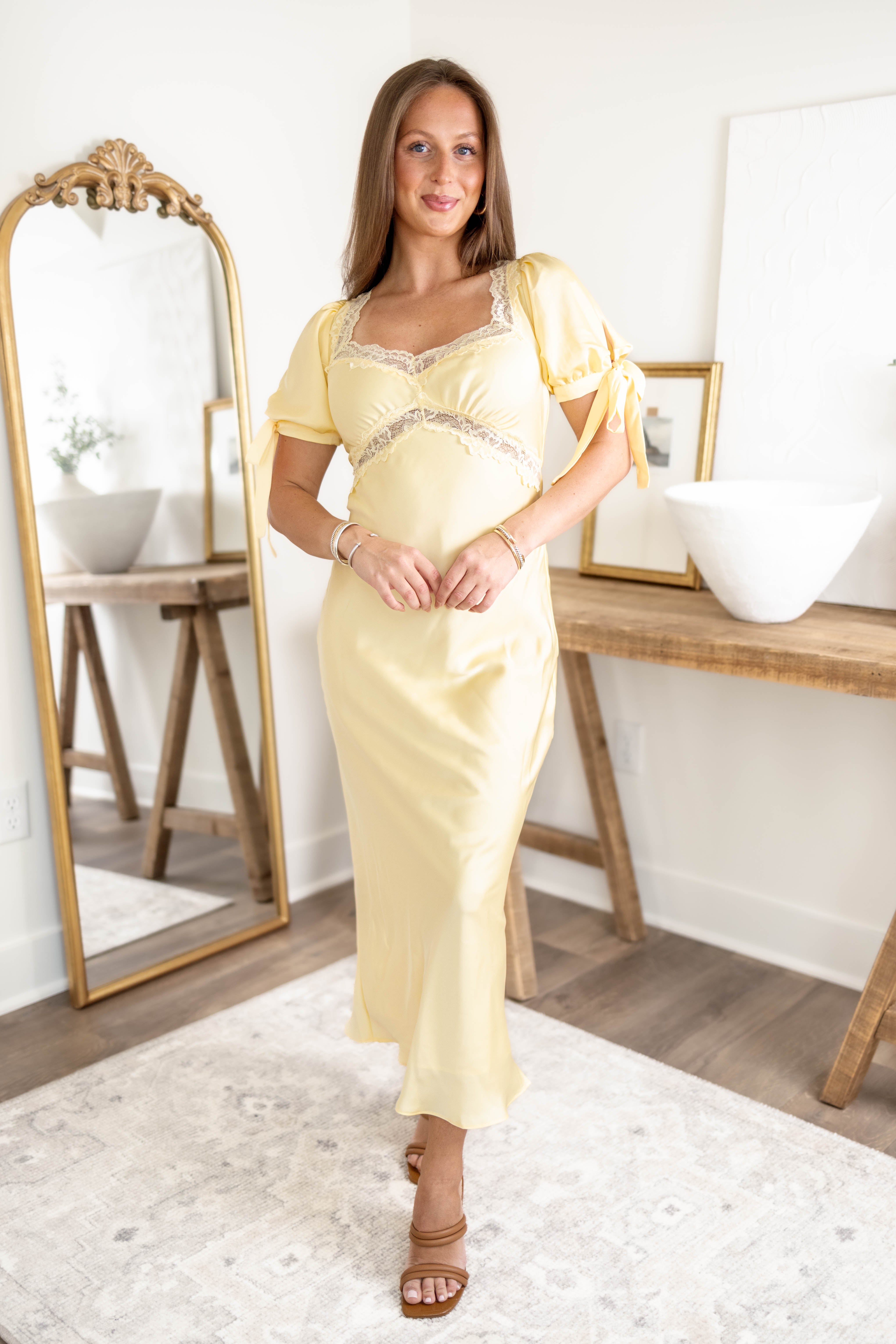 Anna Satin Midi Dress