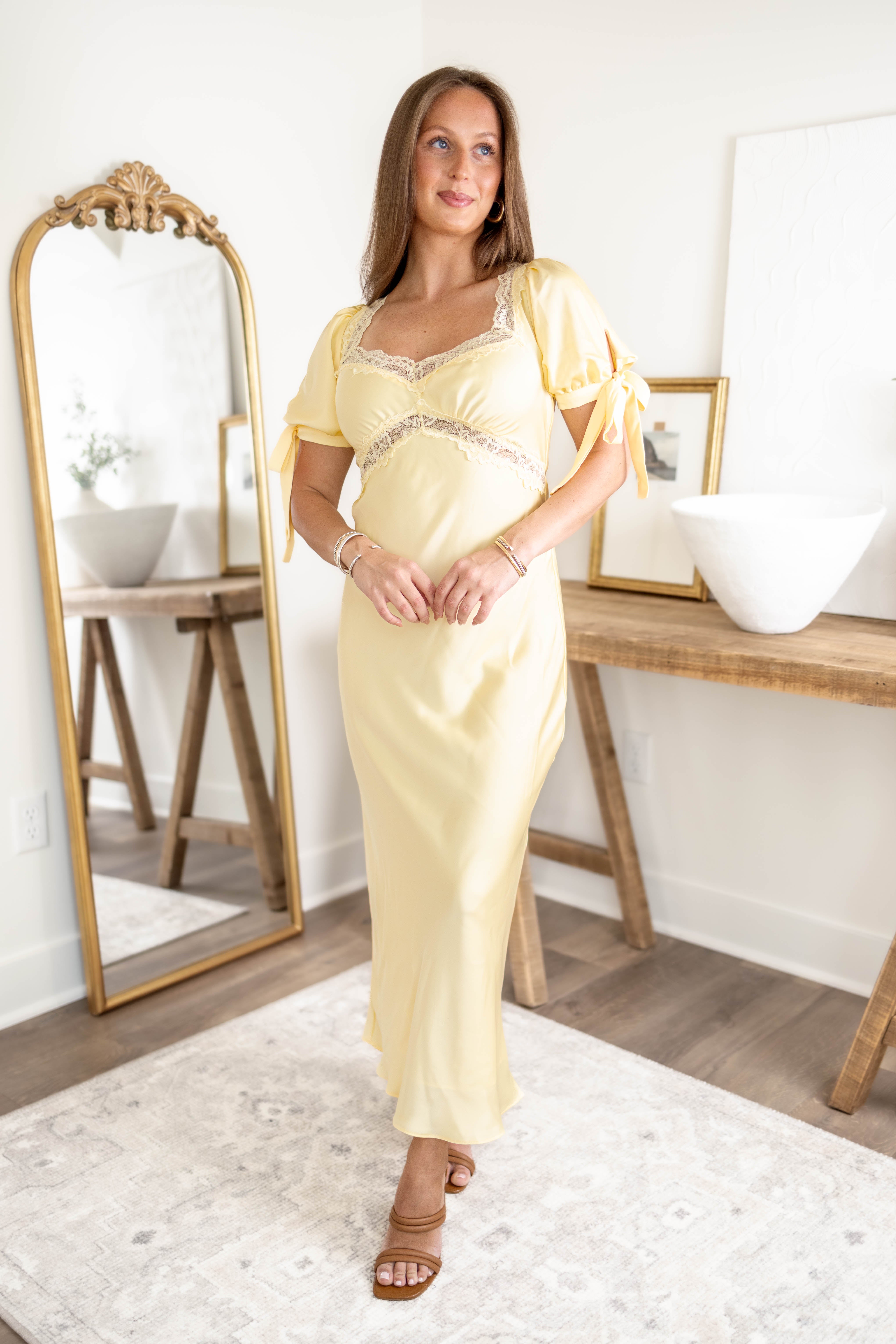 Anna Satin Midi Dress