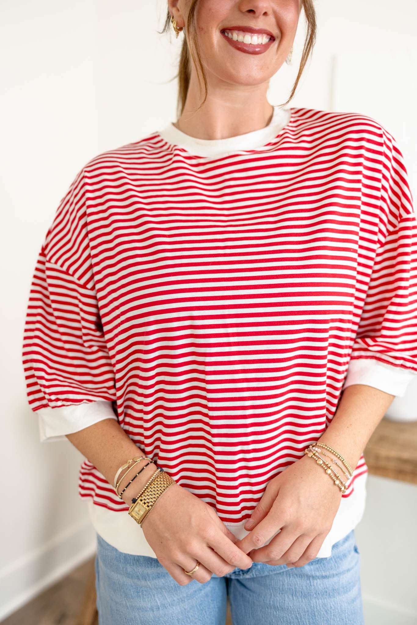 Tori Crew Neck Top | Red