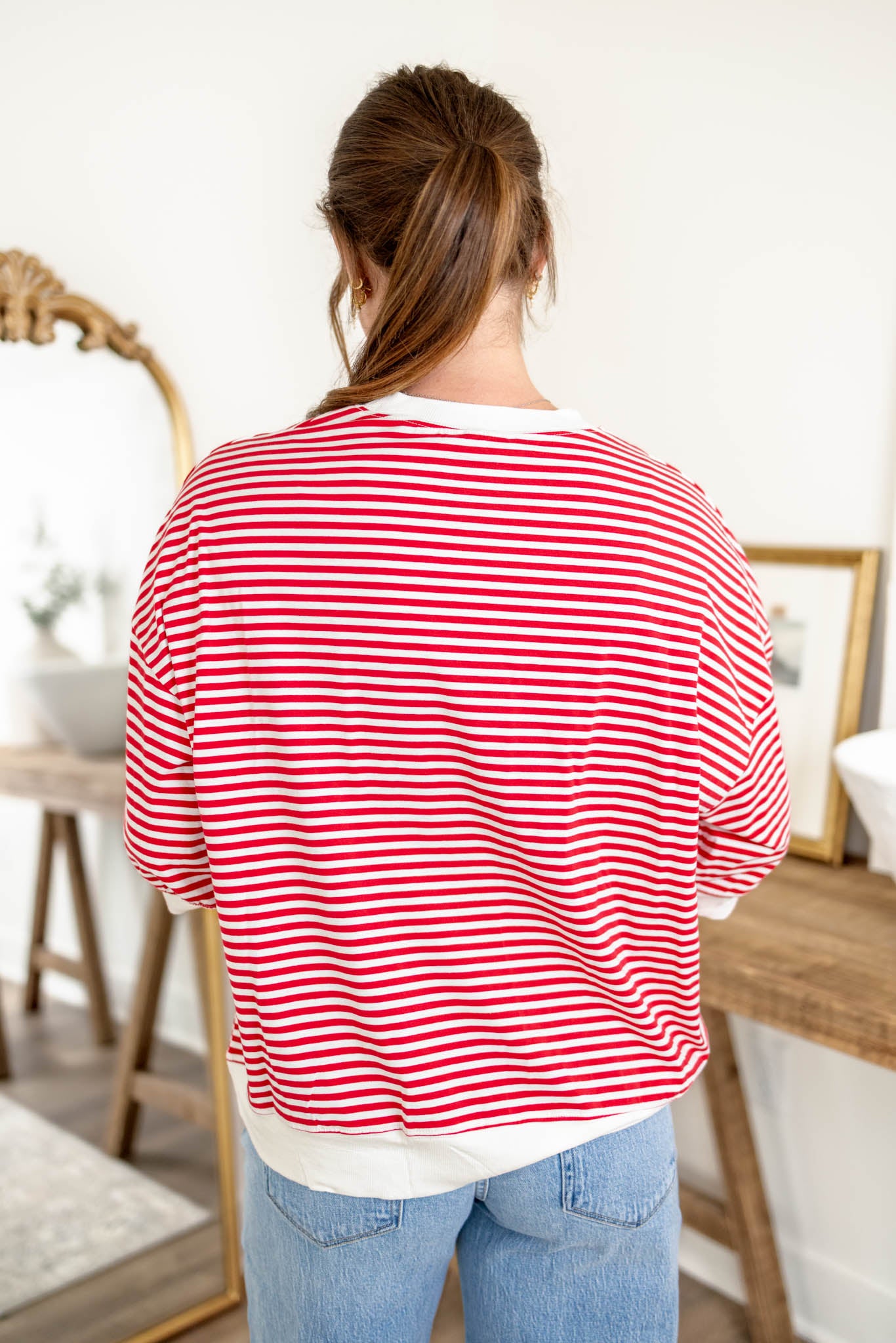 Tori Crew Neck Top | Red