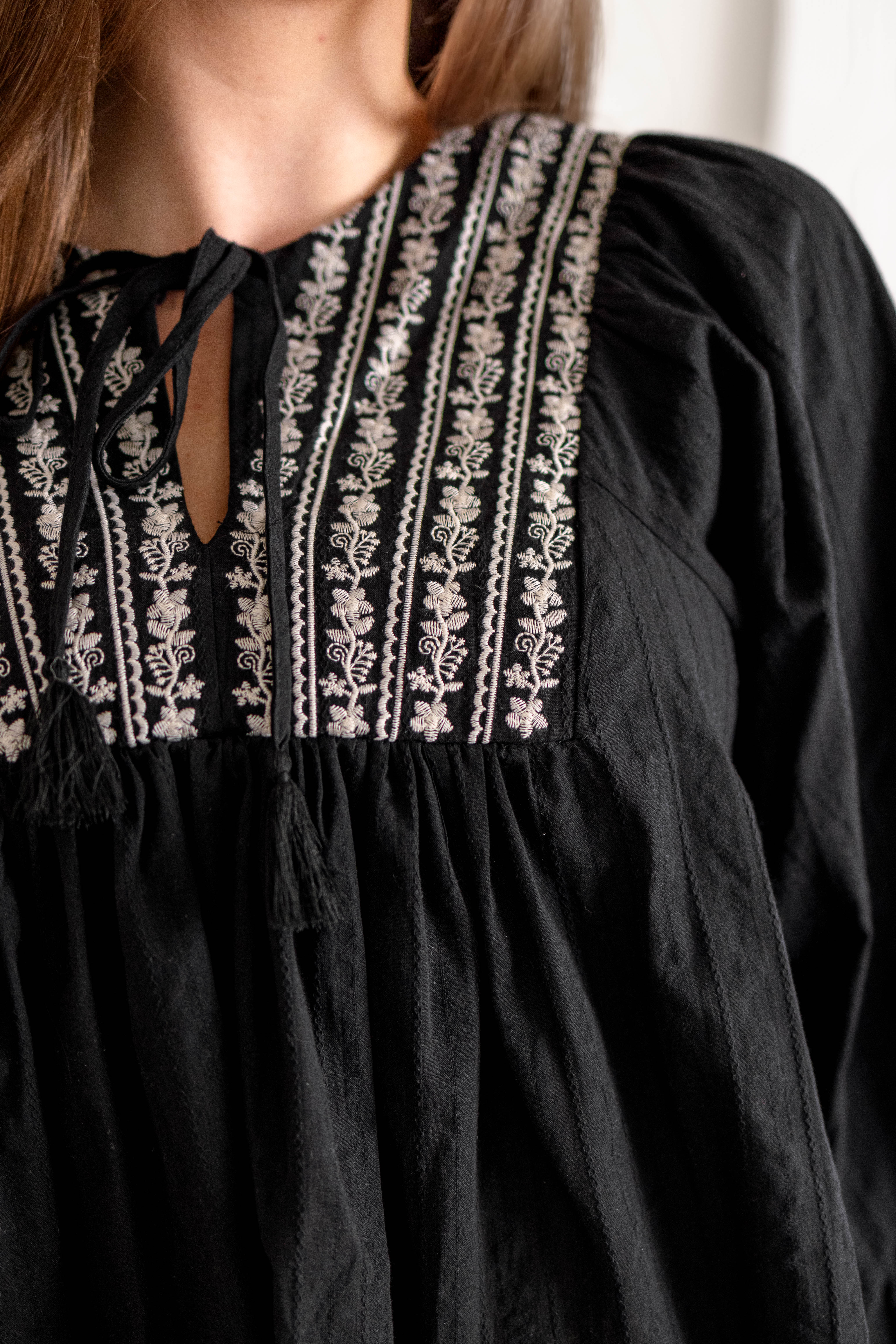Noir Embroidered Blouse
