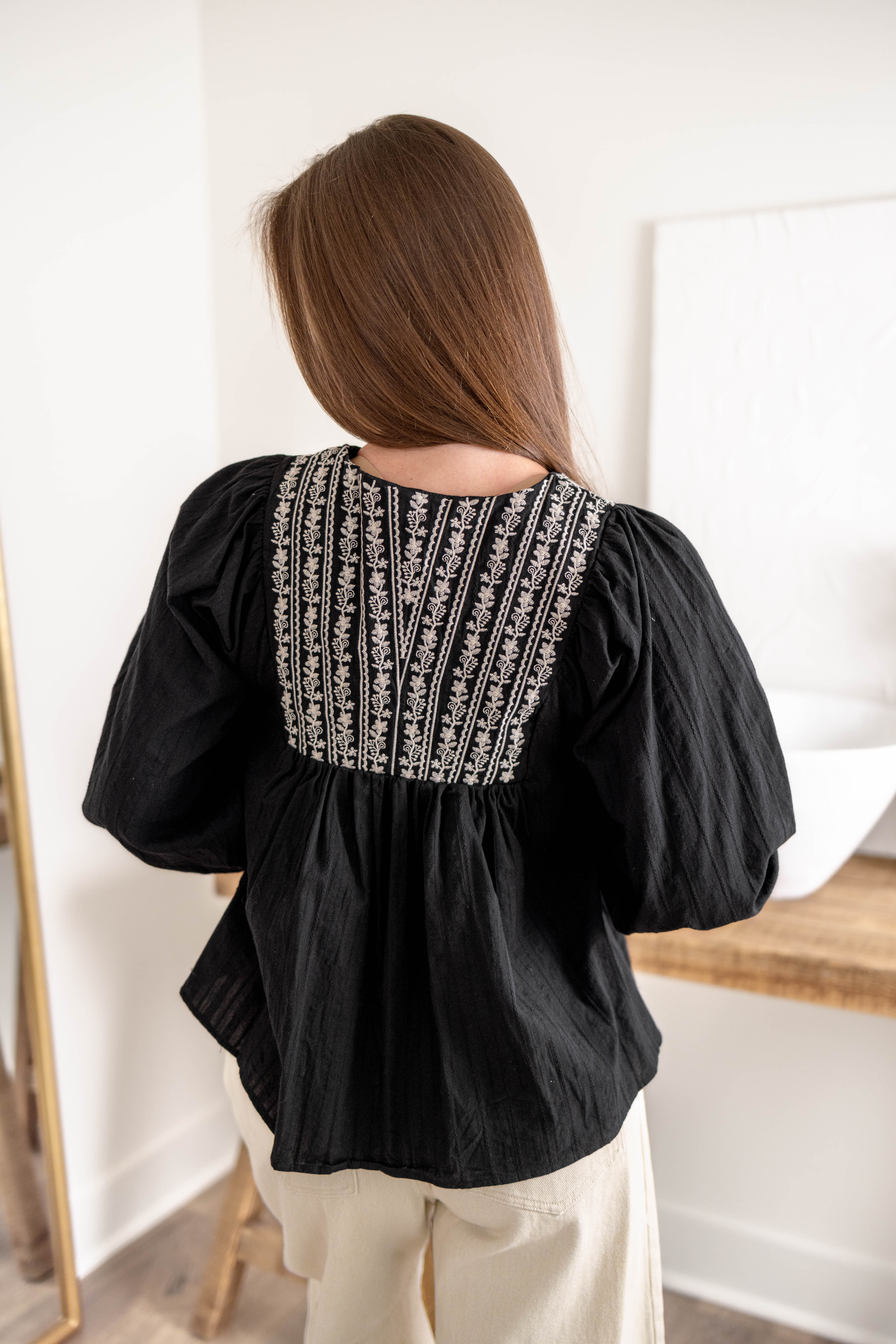 Noir Embroidered Blouse