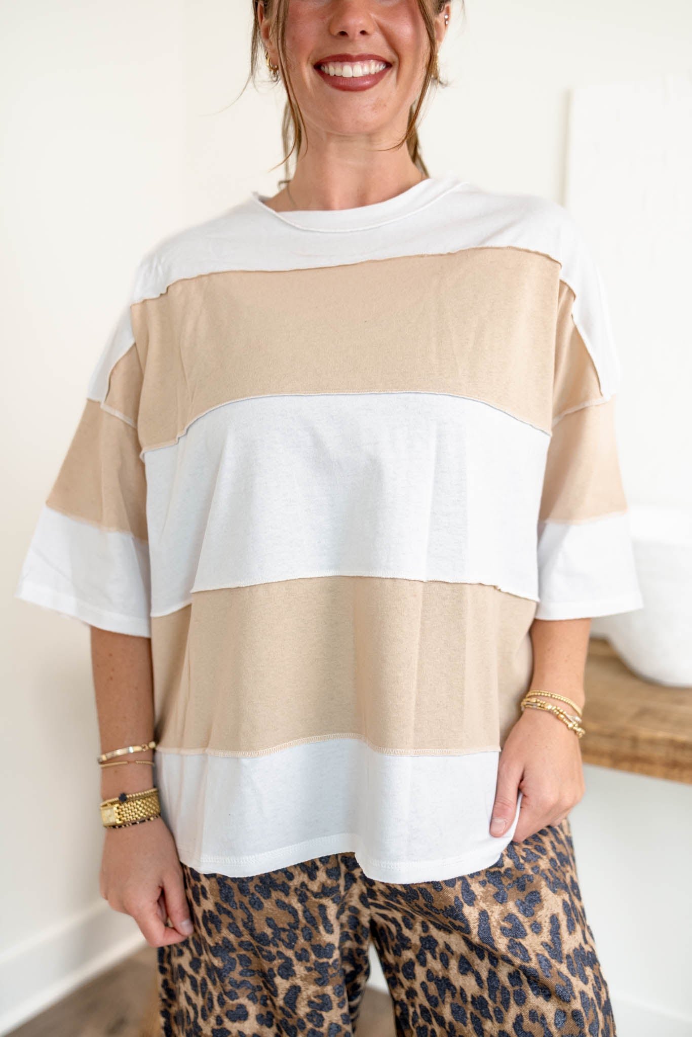 Polly Colorblock Top | Oat