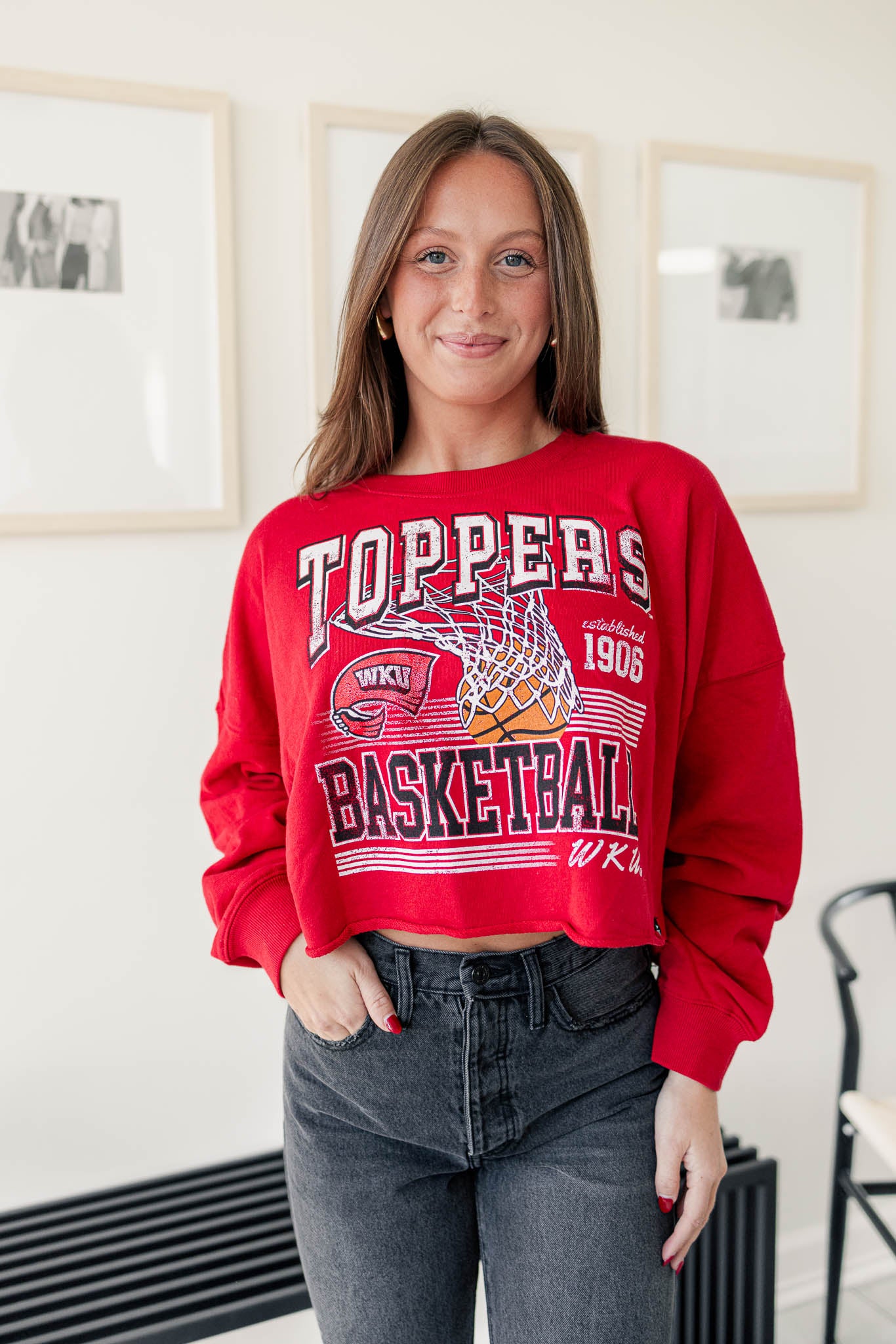 The Free Throw Cropped Long Sleeve Top