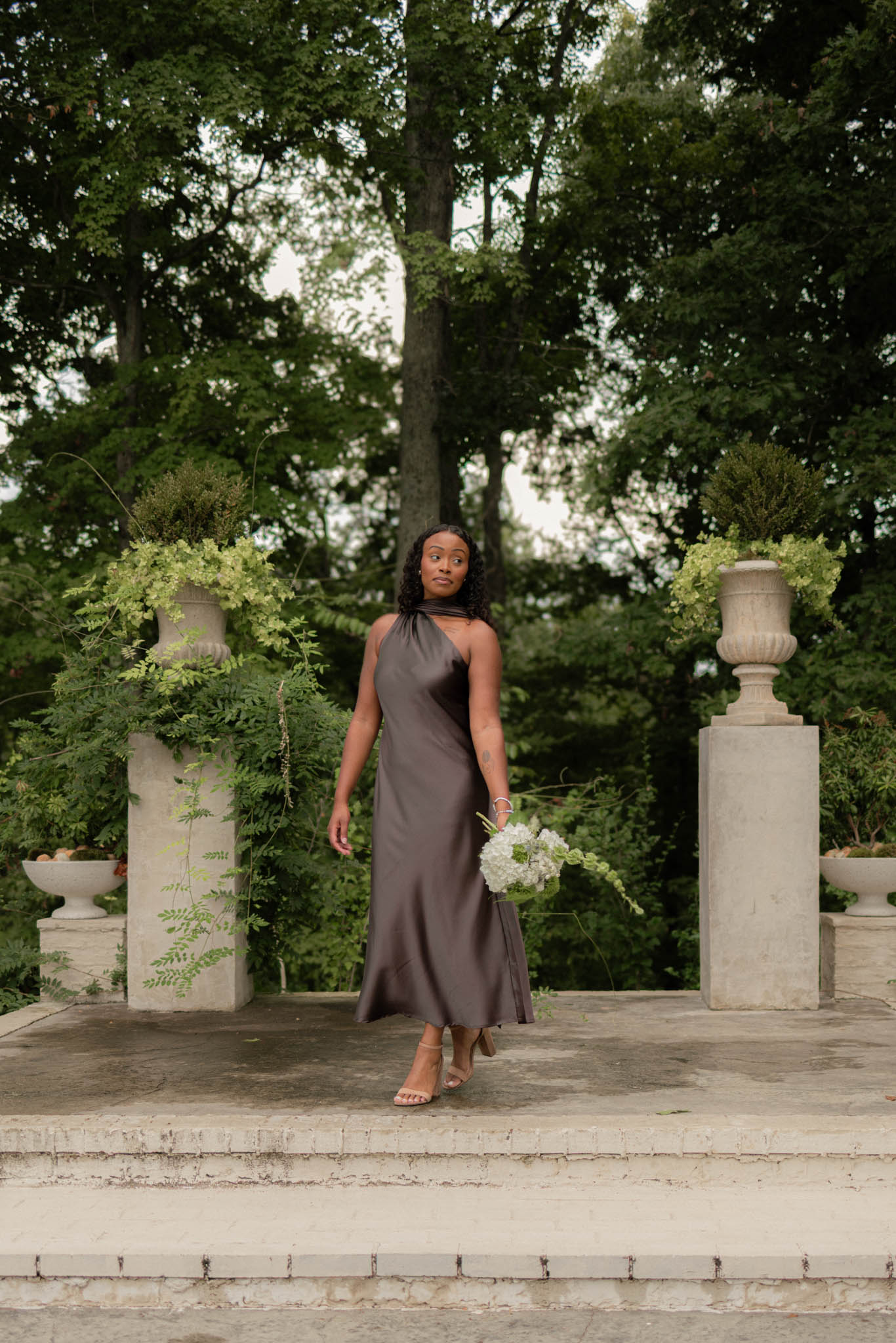Satin Scarf Dress | Mahogany