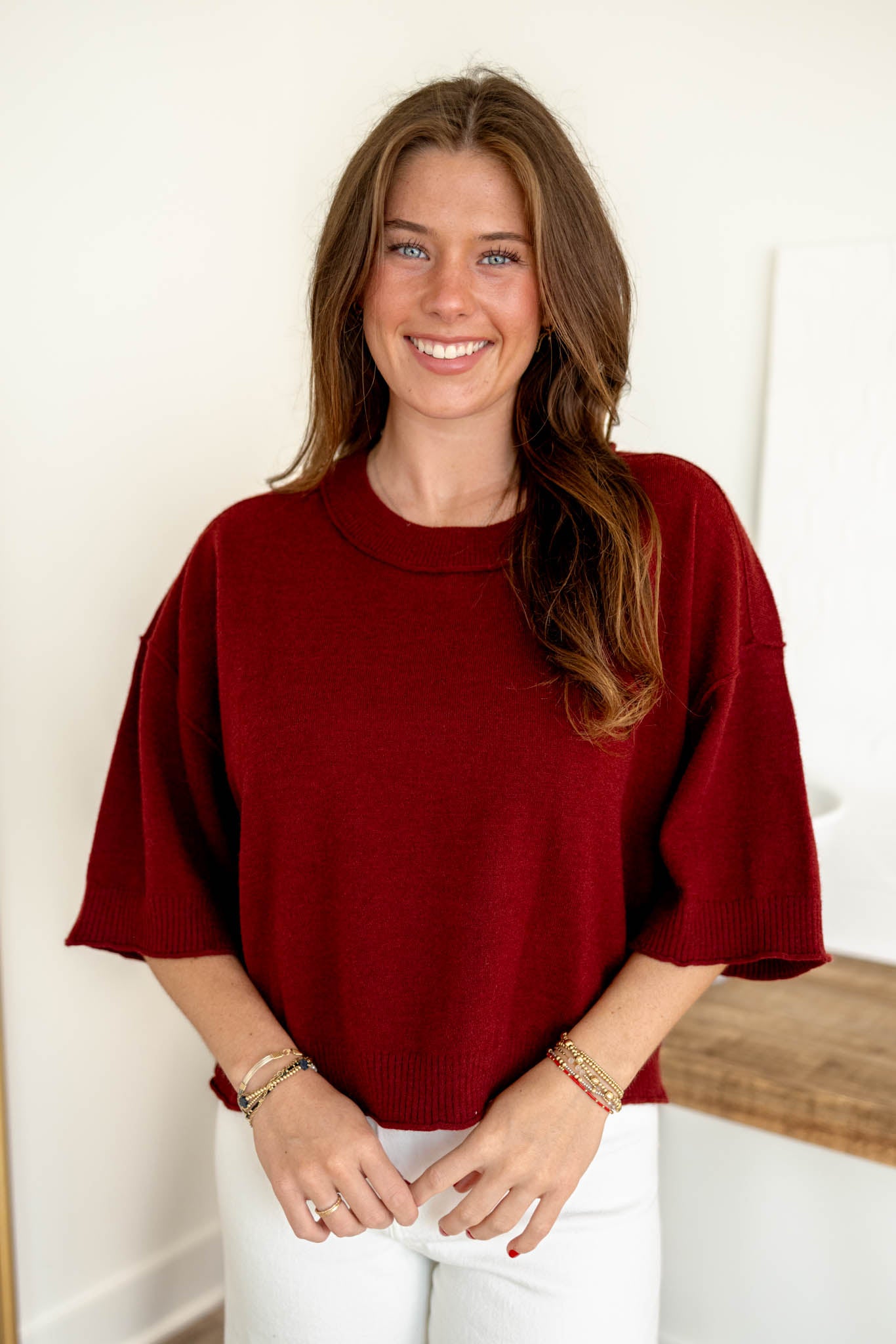 Isabella Knit Top | Garnet