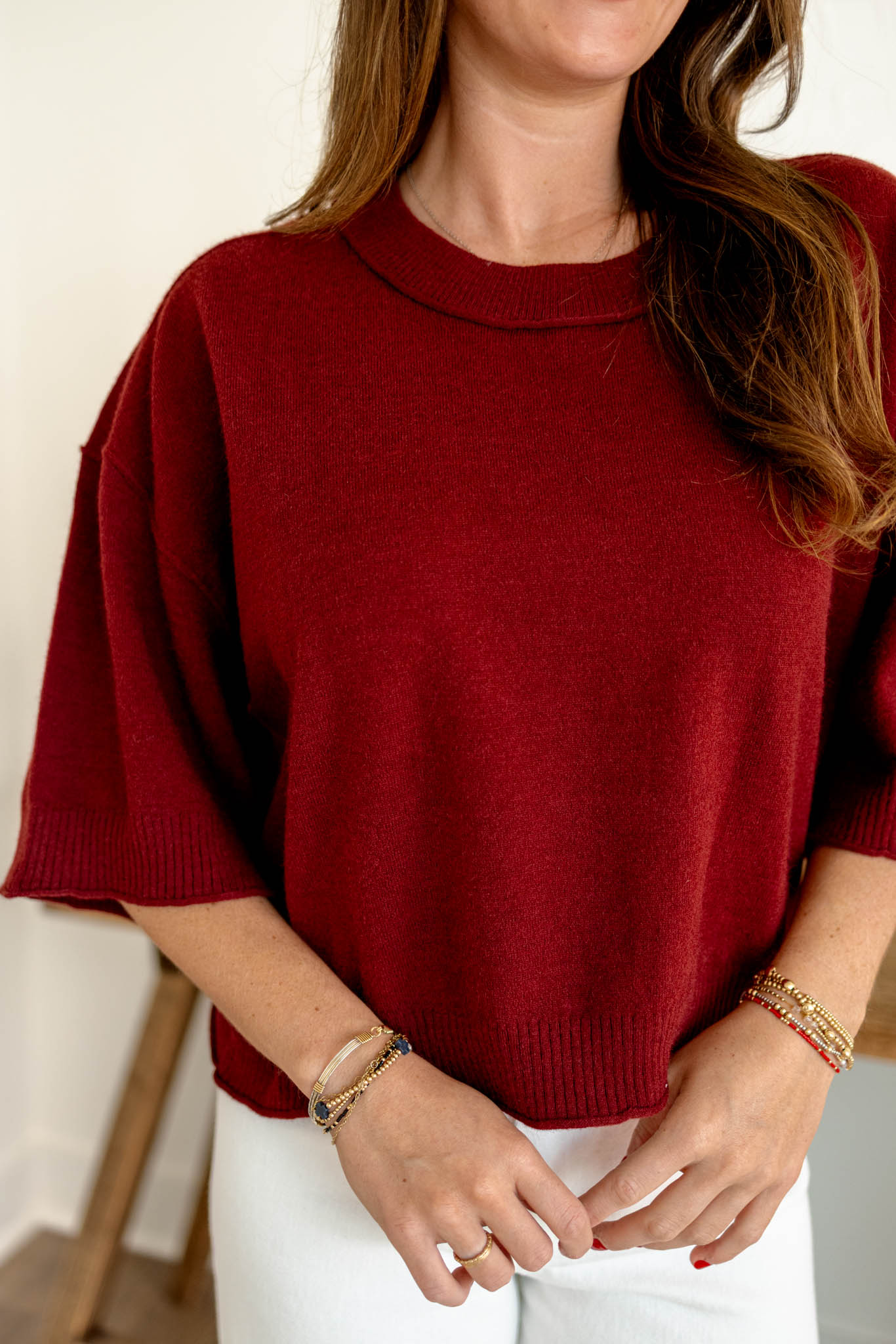 Isabella Knit Top | Garnet