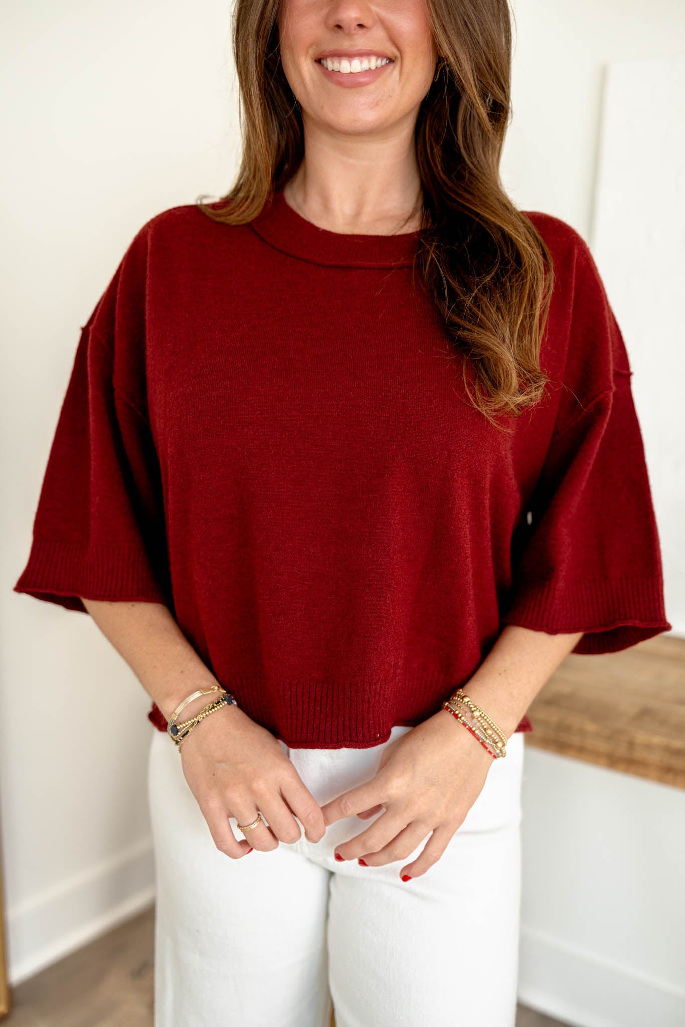 Isabella Knit Top | Garnet