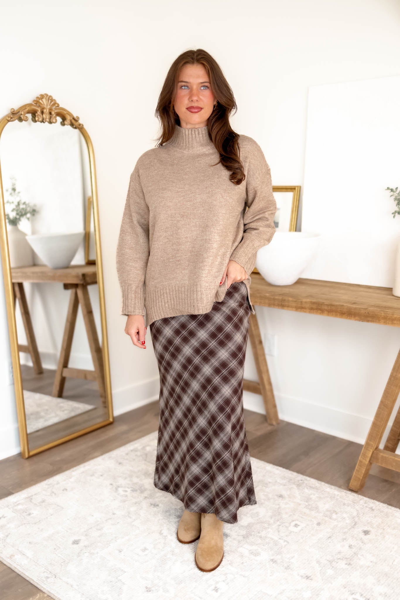 Fawn Plaid Skirt