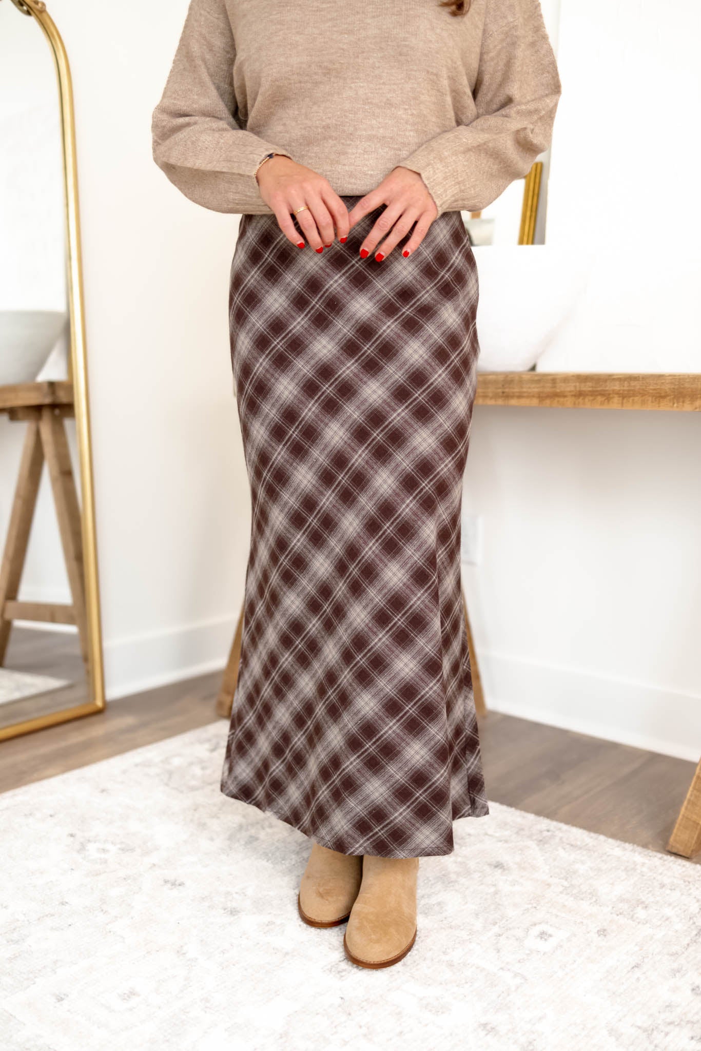 Fawn Plaid Skirt