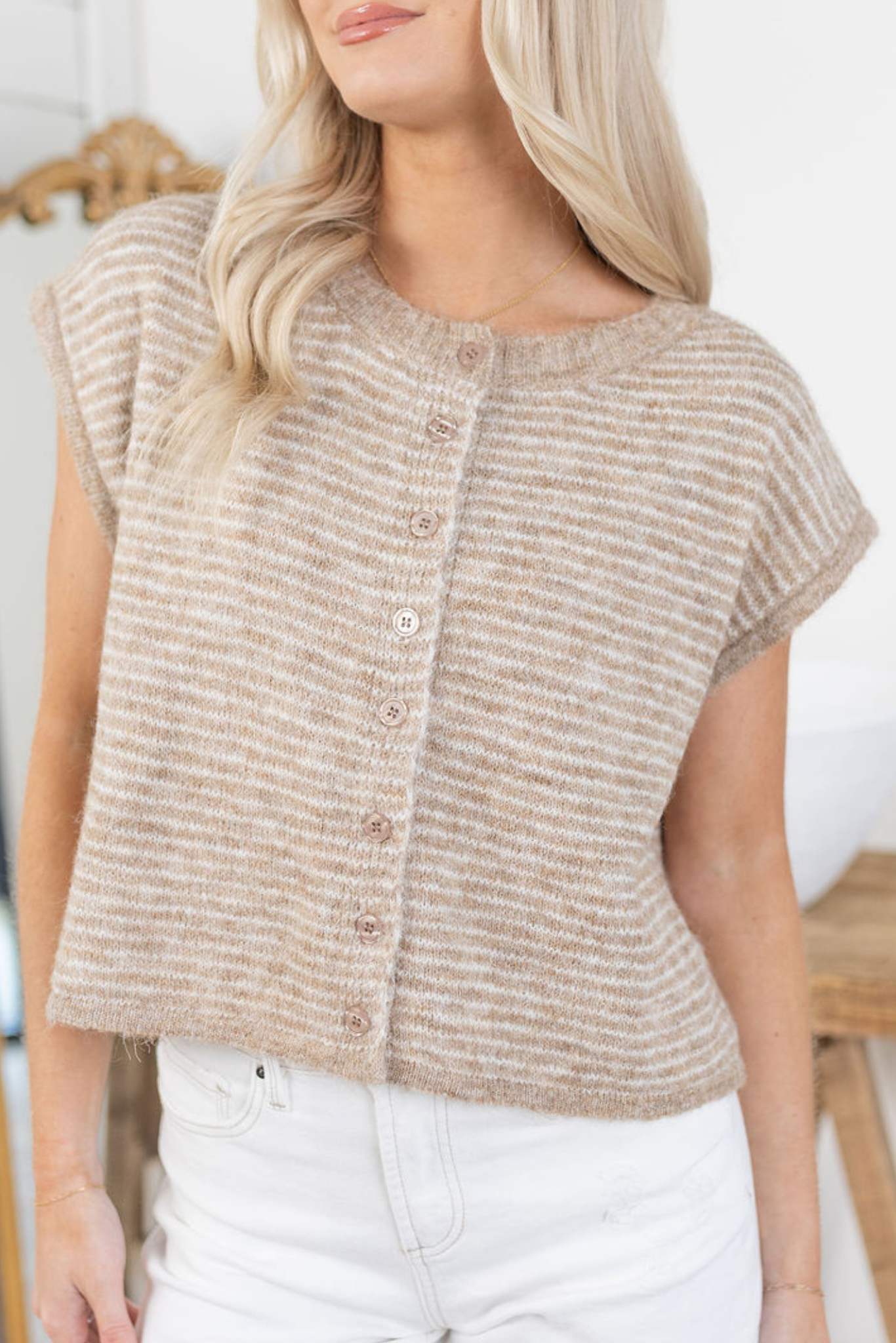 Julie Striped Top | Taupe